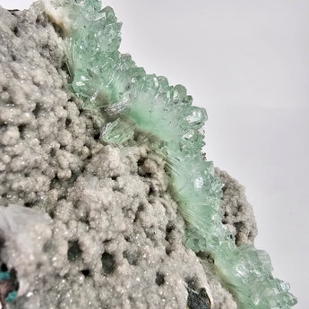 Fine "Phantom Mint" Flowered Green Apophyllite on Chalcedony from Pune District, Maharashtra, India