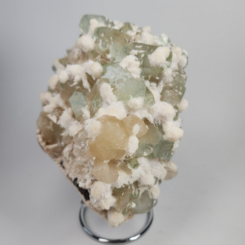 Okenite on Green Apophyllite from Aurangabad, Maharashtra, India