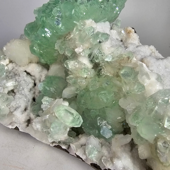 Arctic Mint Apophyllite -  Green Apophyllite on White Chalcedony  from Pune District, Maharashtra, India