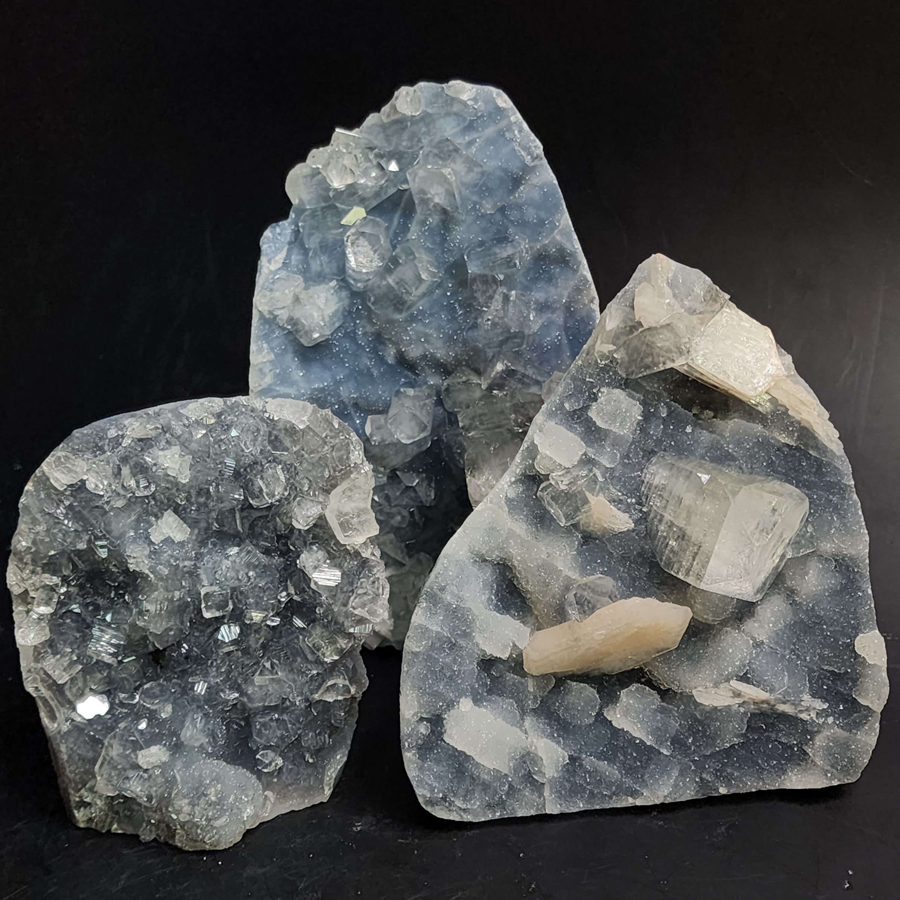 Apophyllite on Blue Chalcedony from Maharashtra