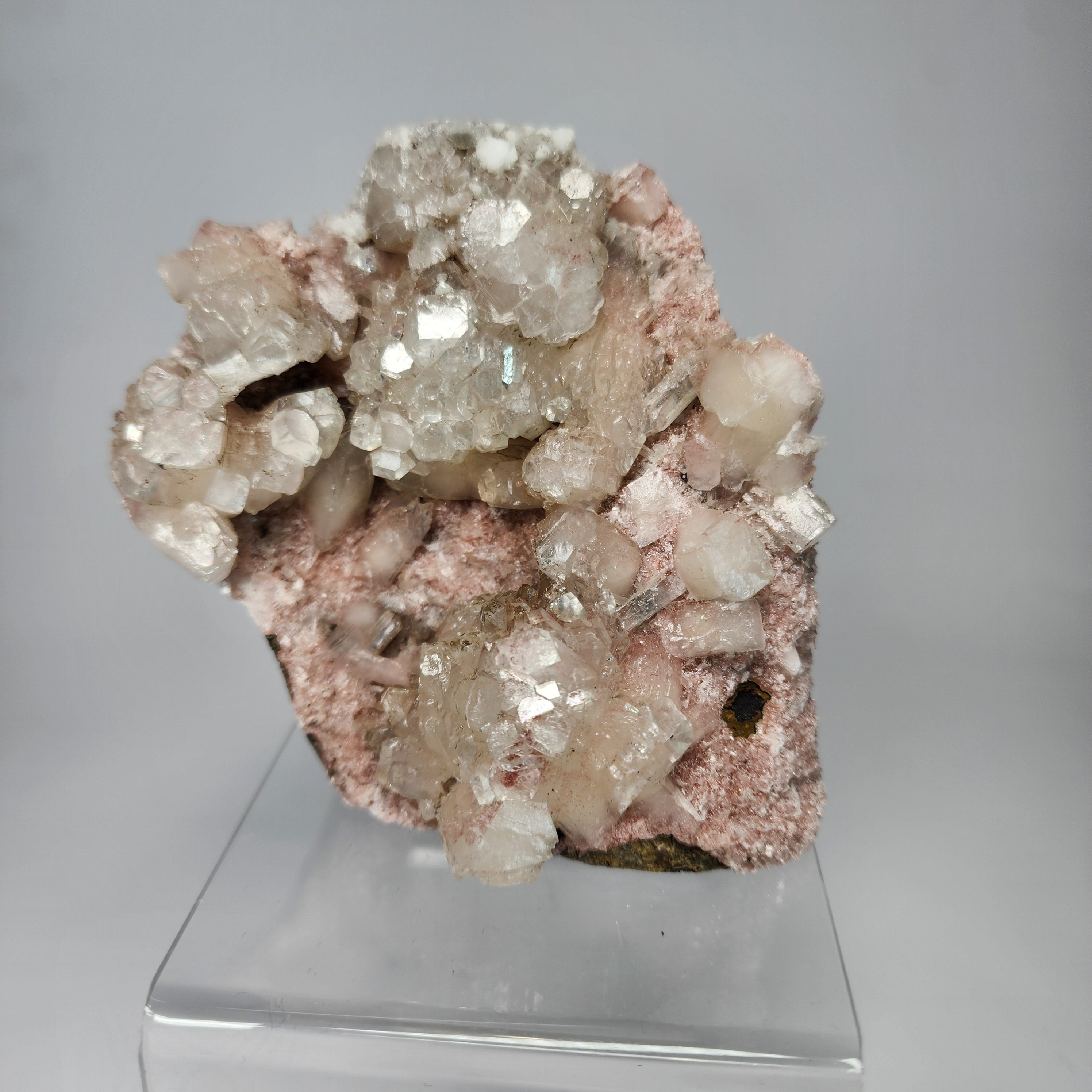 Pink Chalcedony with Disco Ball Formation Apophyllite - Specimen #6 - from Pune District, Maharashtra, India