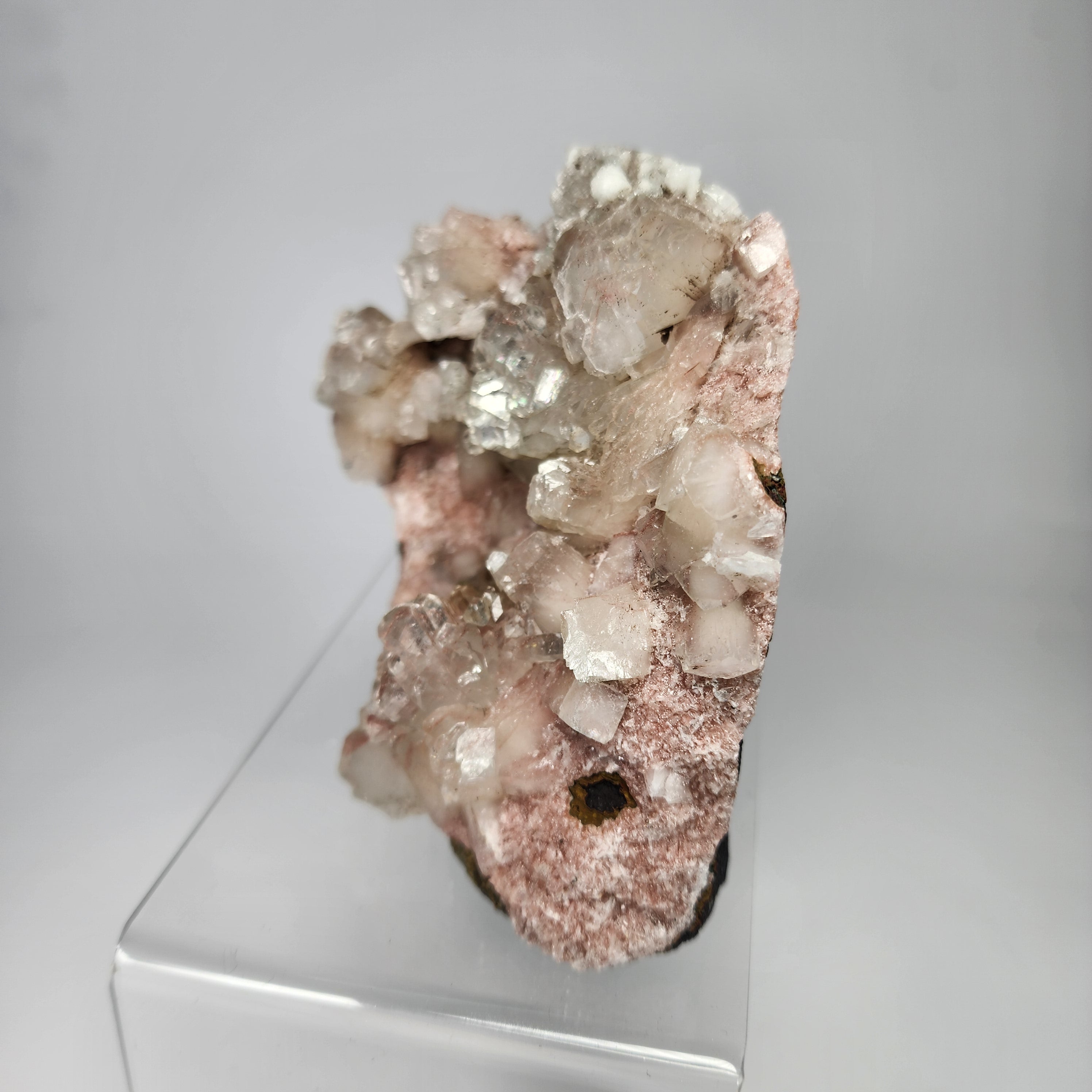 Pink Chalcedony with Disco Ball Formation Apophyllite - Specimen #6 - from Pune District, Maharashtra, India