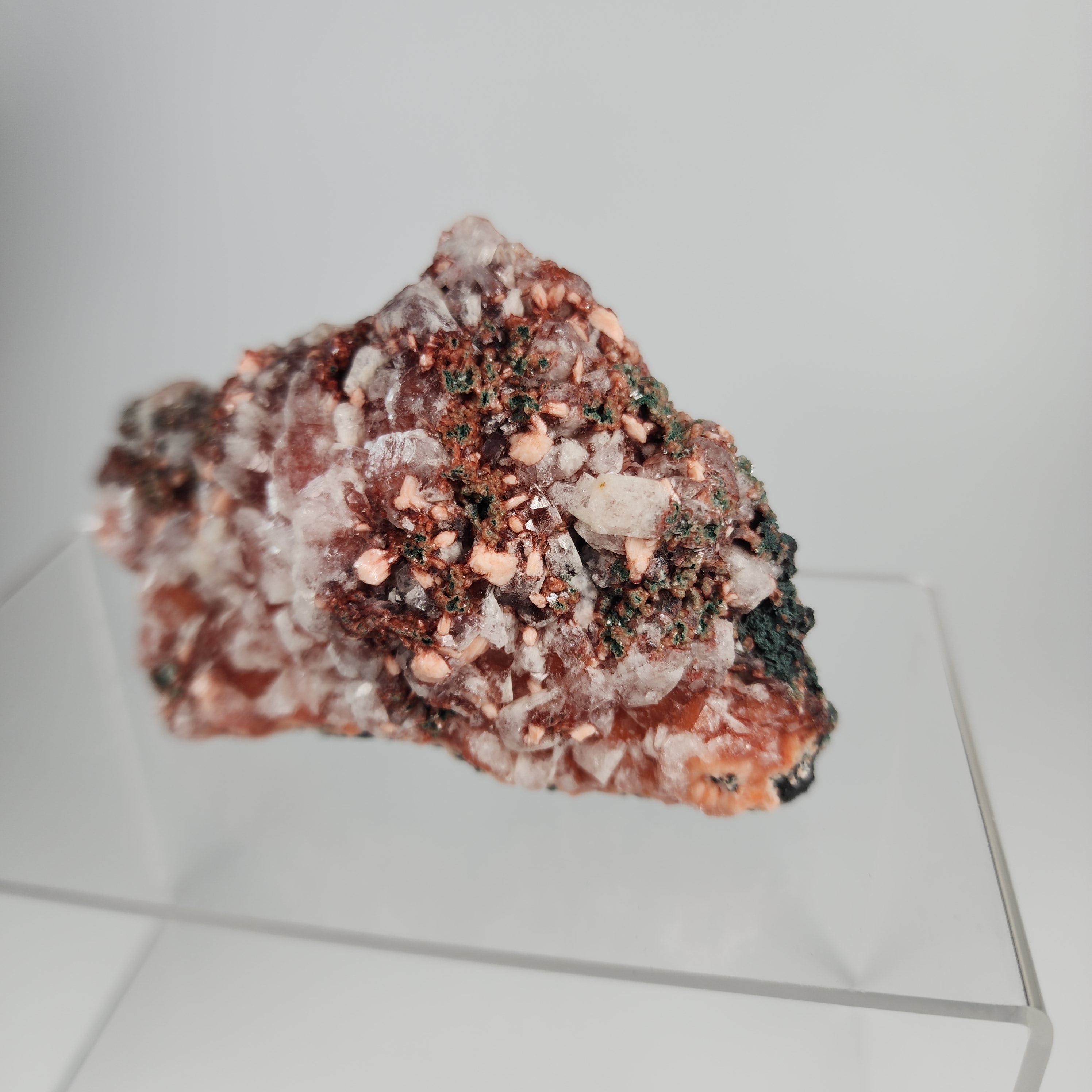 Red Apophyllite (Apophyllite on Hematite) Specimen #1 from Jalgaon Mine, Maharashtra, India