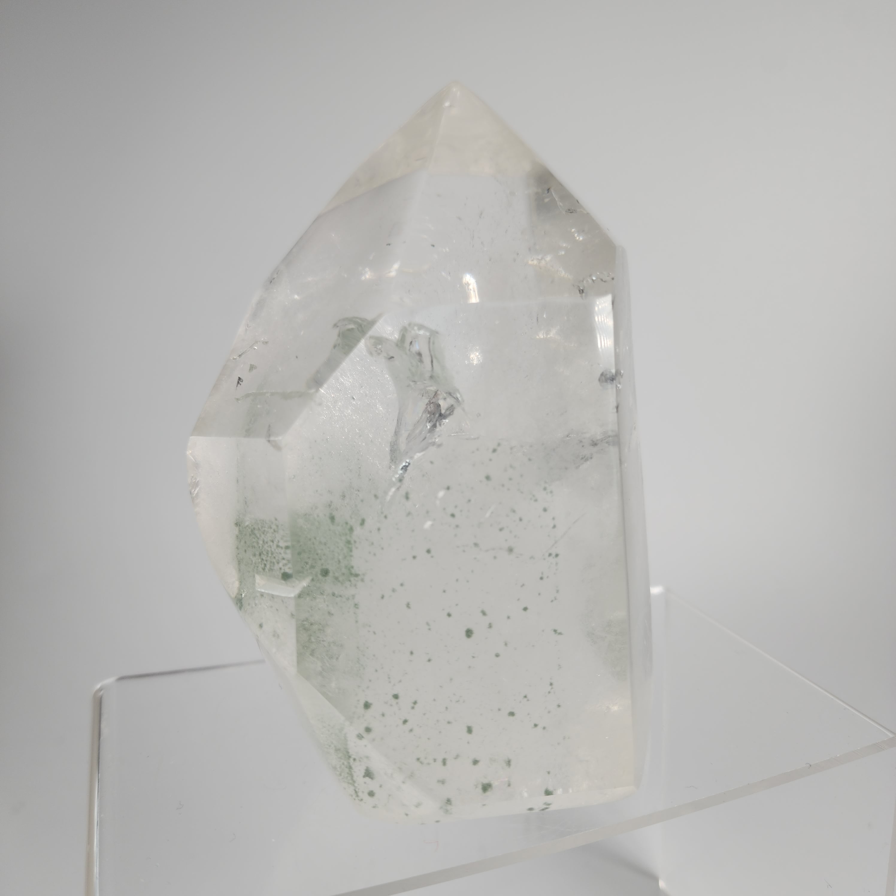 Polished Chlorite Included Indian Quartz Specimen #2 from Odisha, India