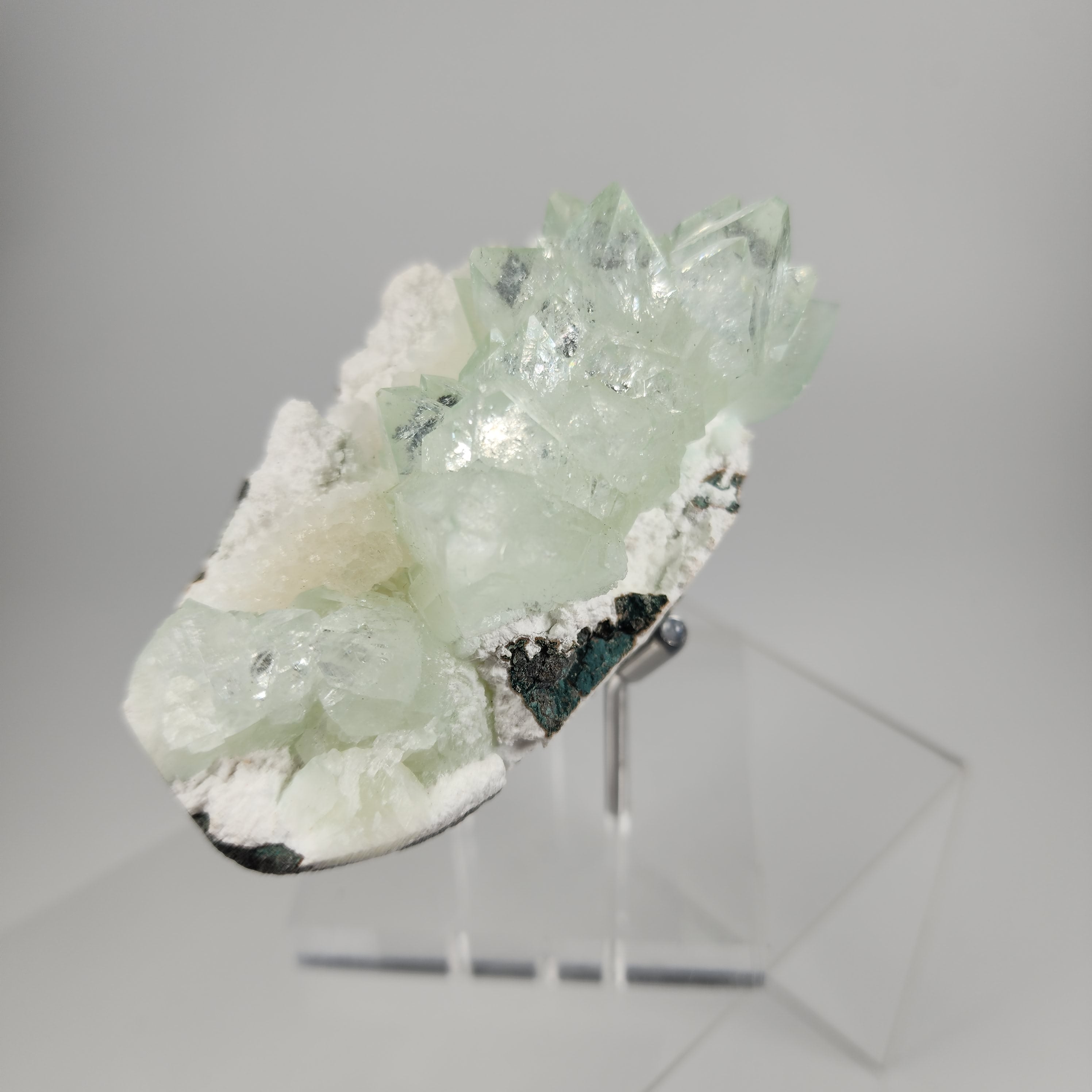 Flowered Green Apophyllite on Mordenite Specimen # 1 from Pune District, Maharashtra, India