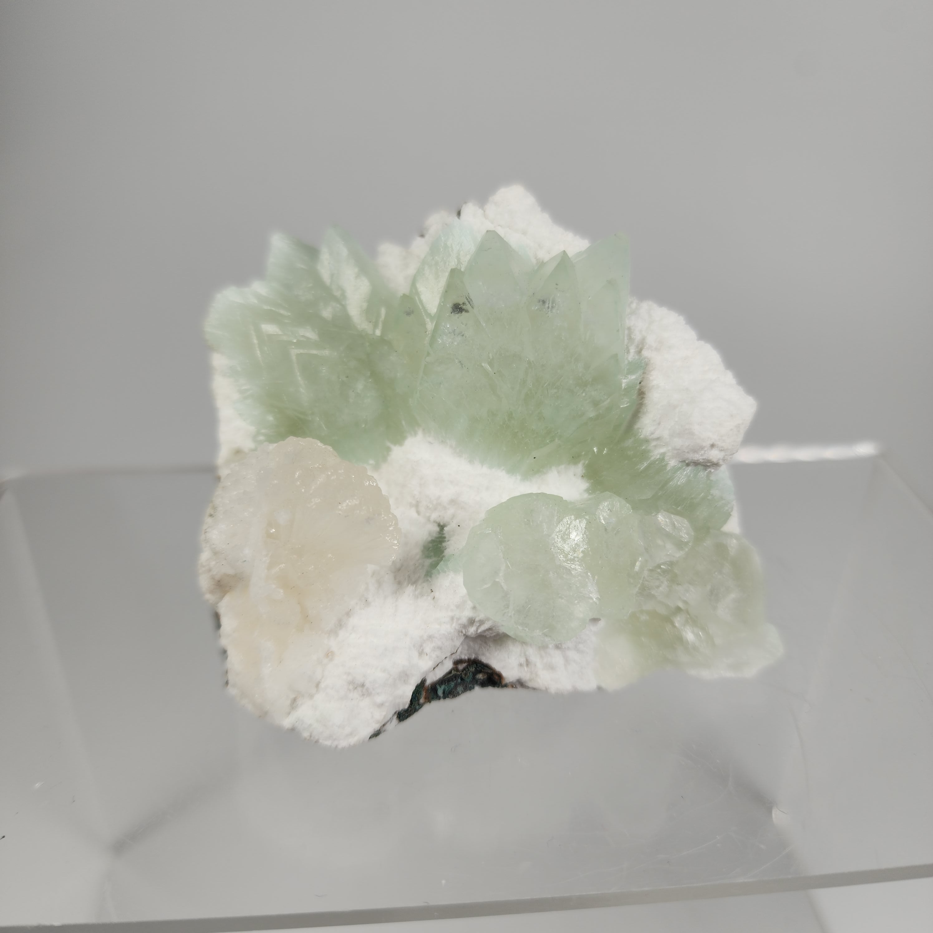 Flowered Green Apophyllite on Mordenite Specimen #3 from Pune District, Maharashtra, India