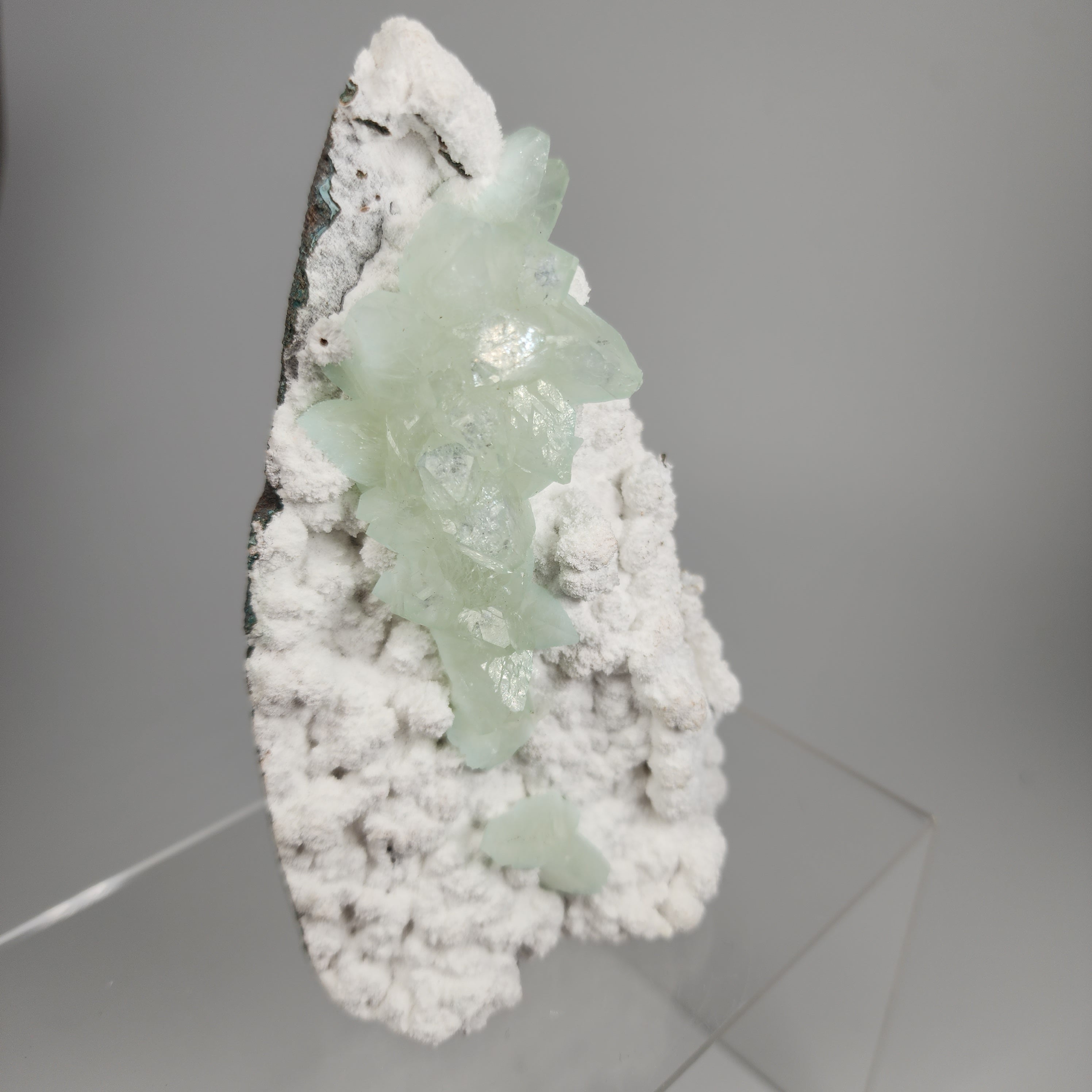 Flowered Green Apophyllite on Mordenite Specimen #4 from Pune District, Maharashtra, India