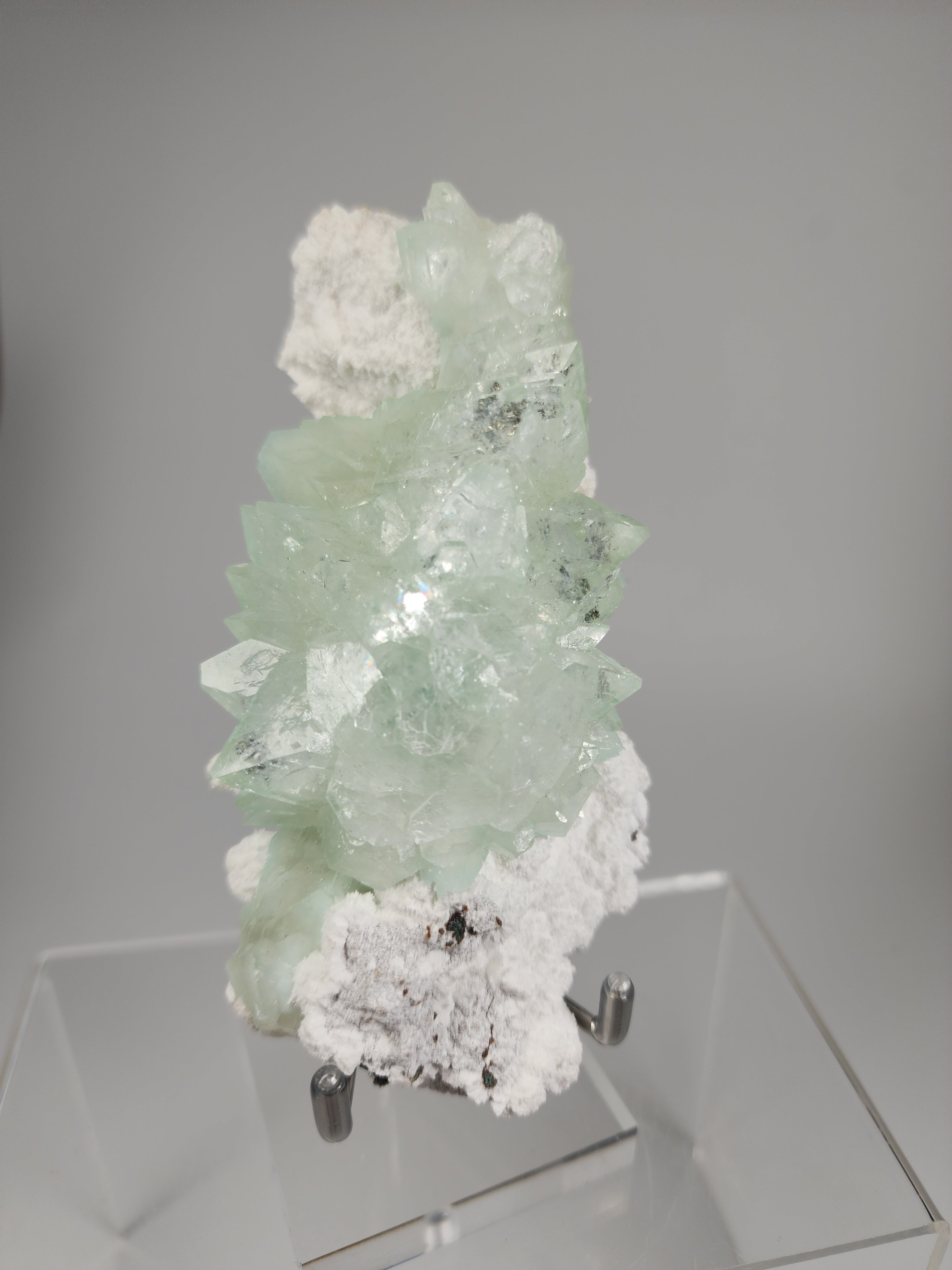 Flowered Green Apophyllite on Mordenite Specimen #10 from Pune District, Maharashtra, India