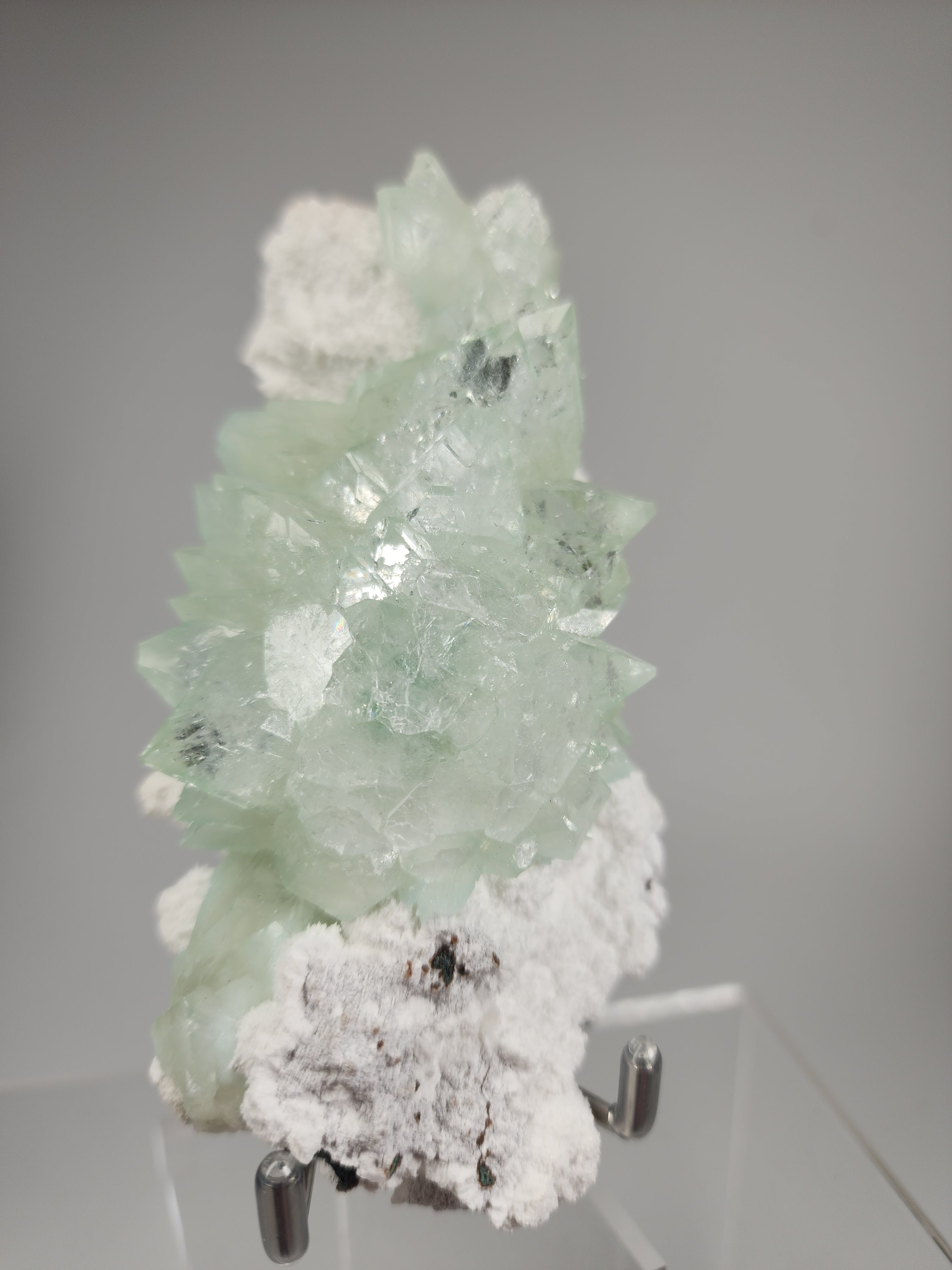 Flowered Green Apophyllite on Mordenite Specimen #10 from Pune District, Maharashtra, India