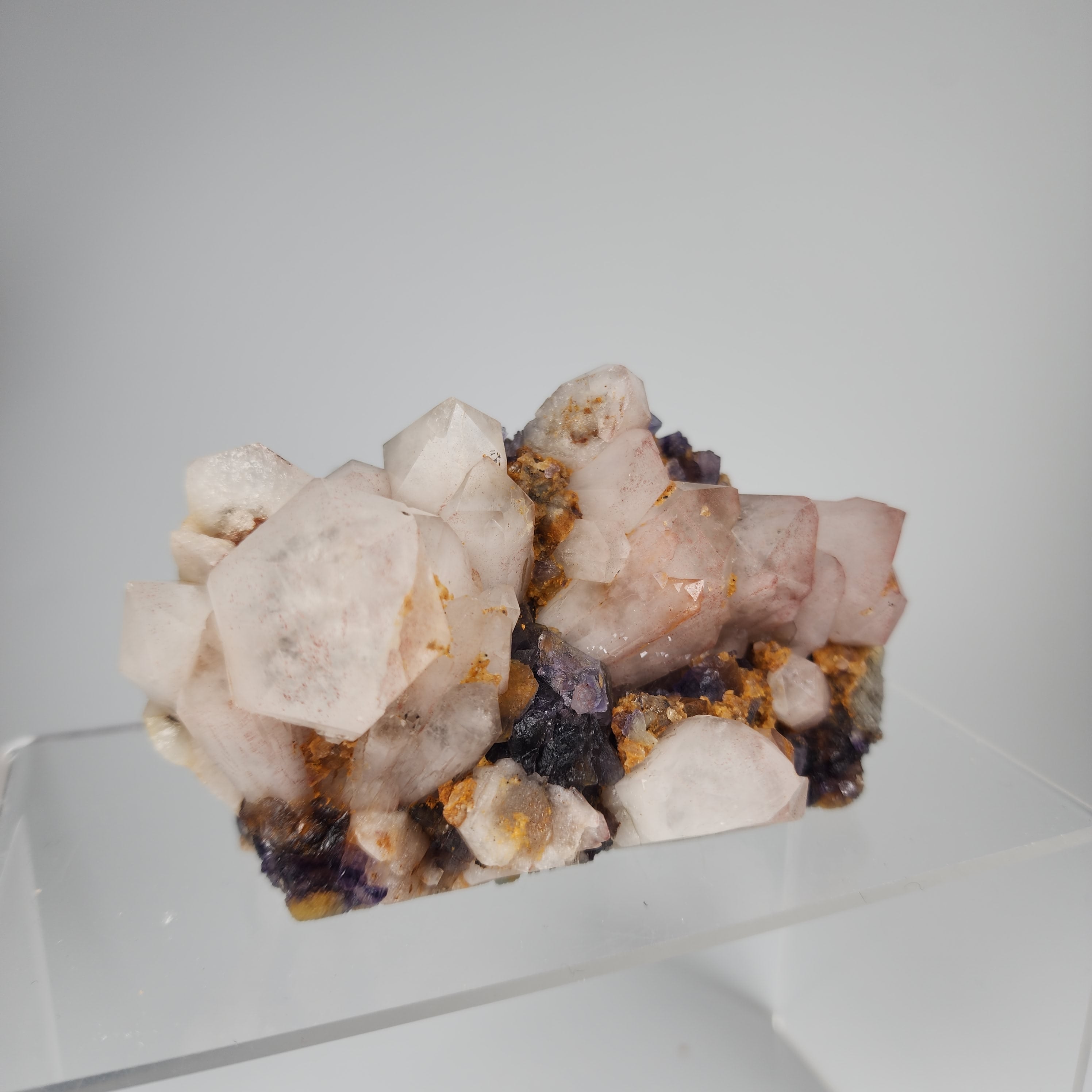 Purple Fluorite on Pink Quartz aka Blackberry Fluorite Specimen #7 from Rajasthan, India