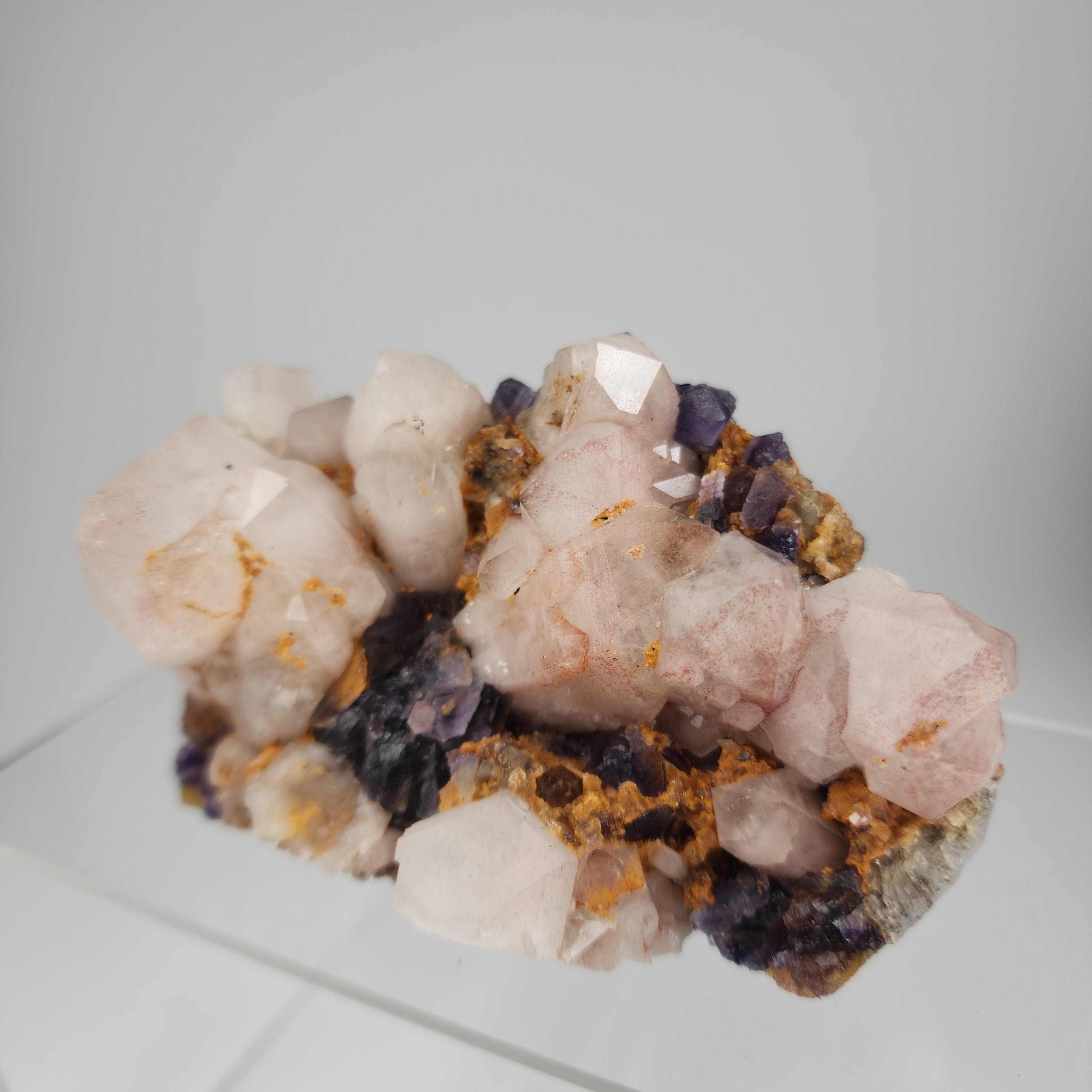 Purple Fluorite on Pink Quartz aka Blackberry Fluorite Specimen #7 from Rajasthan, India