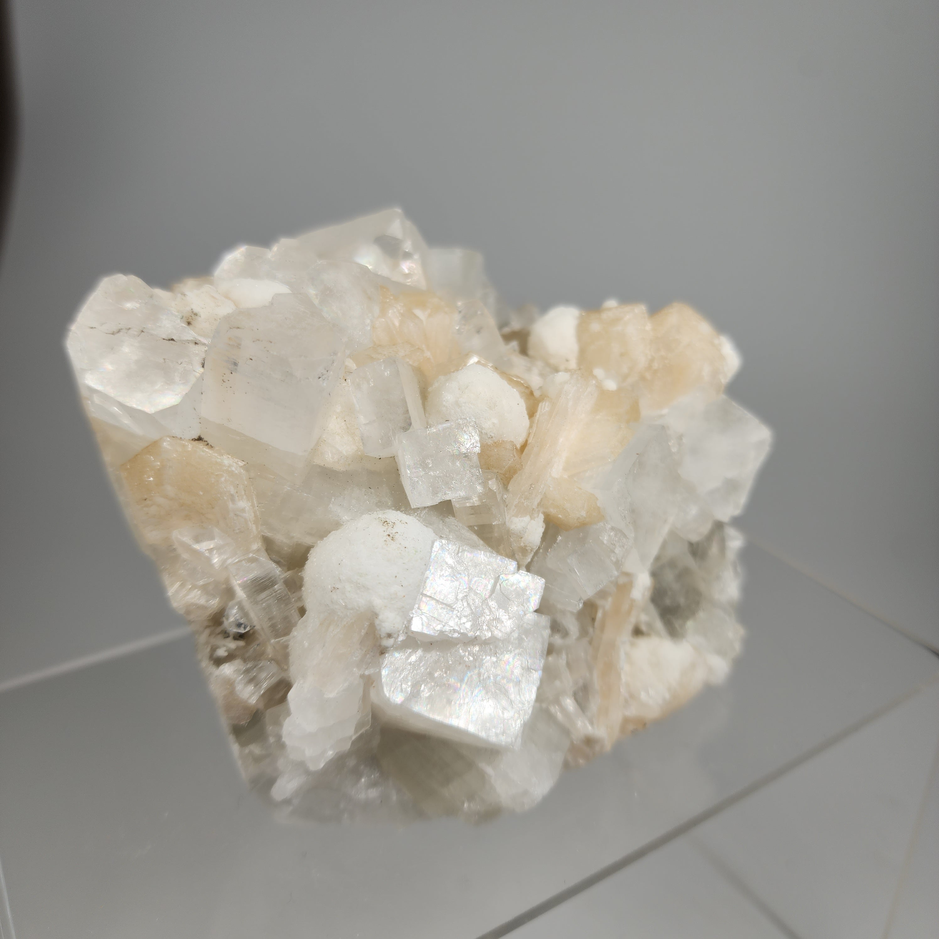 Apophyllite with Stilbite and Gyrolite Specimen #2 from Nasik, Maharashtra, India