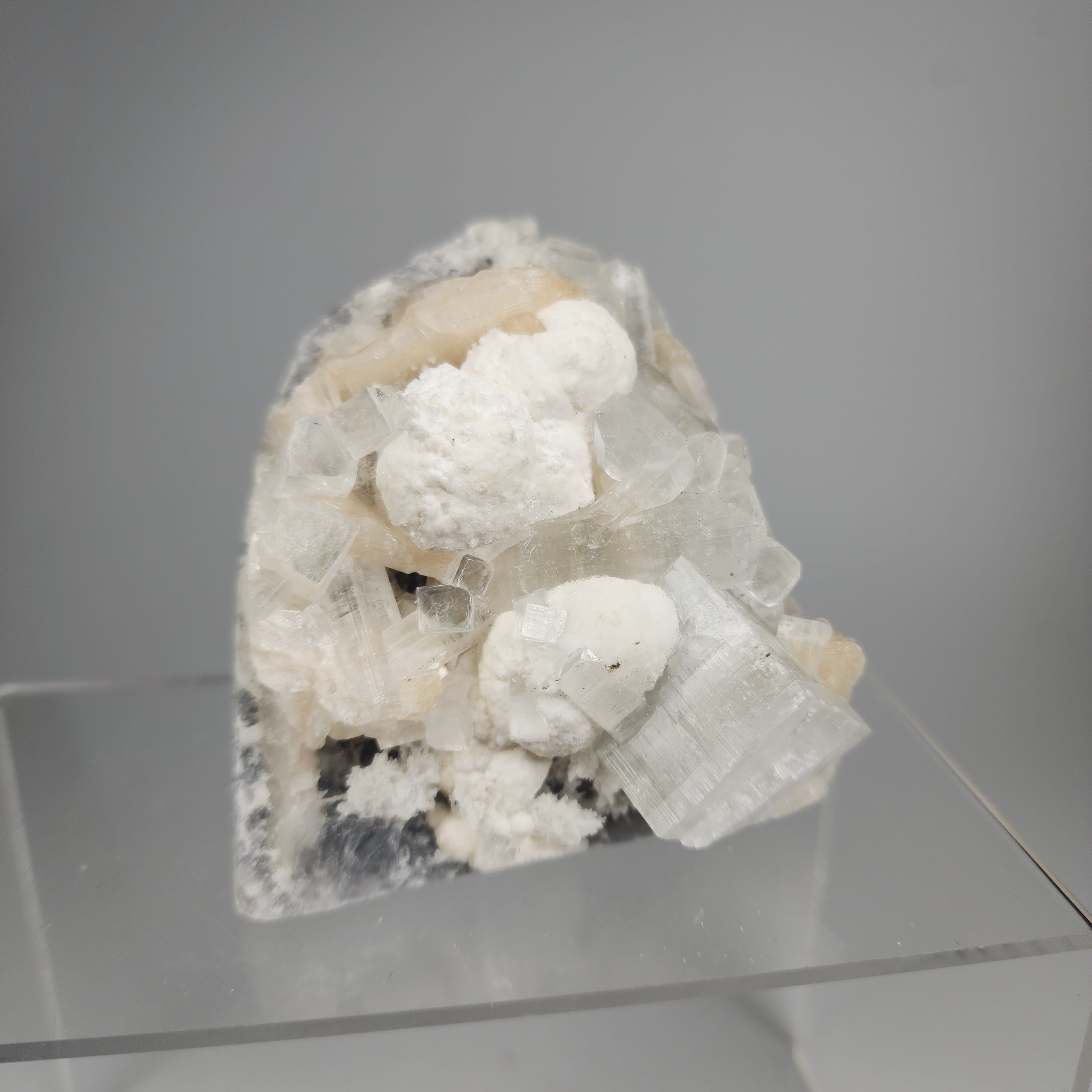 Apophyllite with Stilbite and Gyrolite Specimen #7 from Nasik, Maharashtra, India