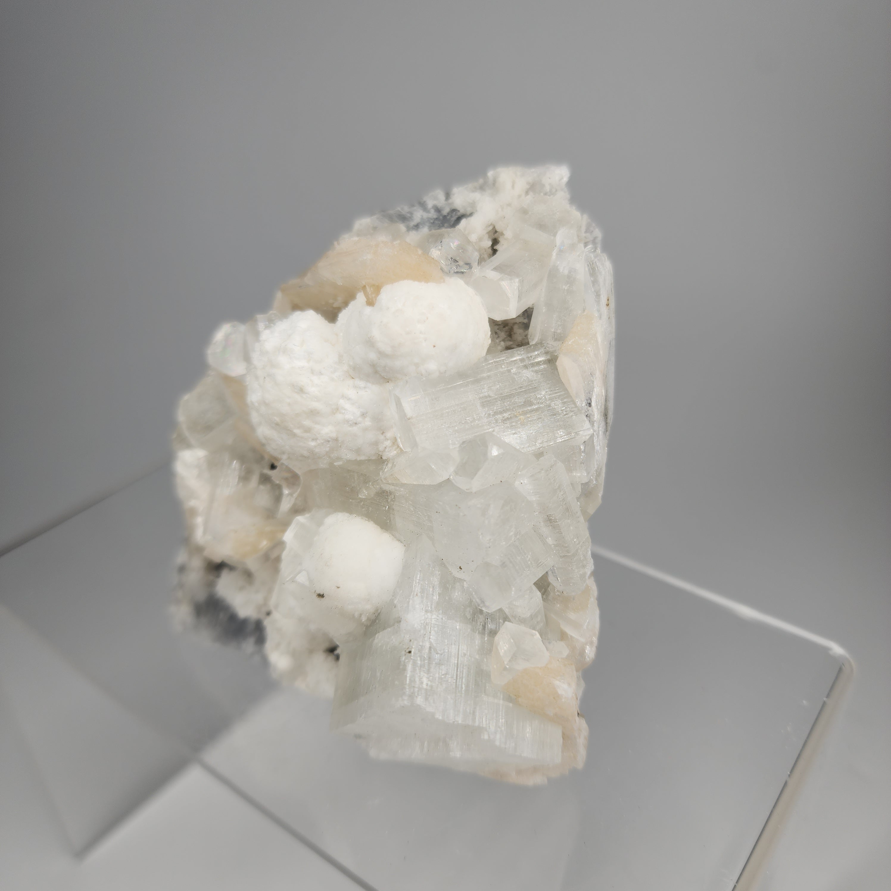 Apophyllite with Stilbite and Gyrolite Specimen #7 from Nasik, Maharashtra, India