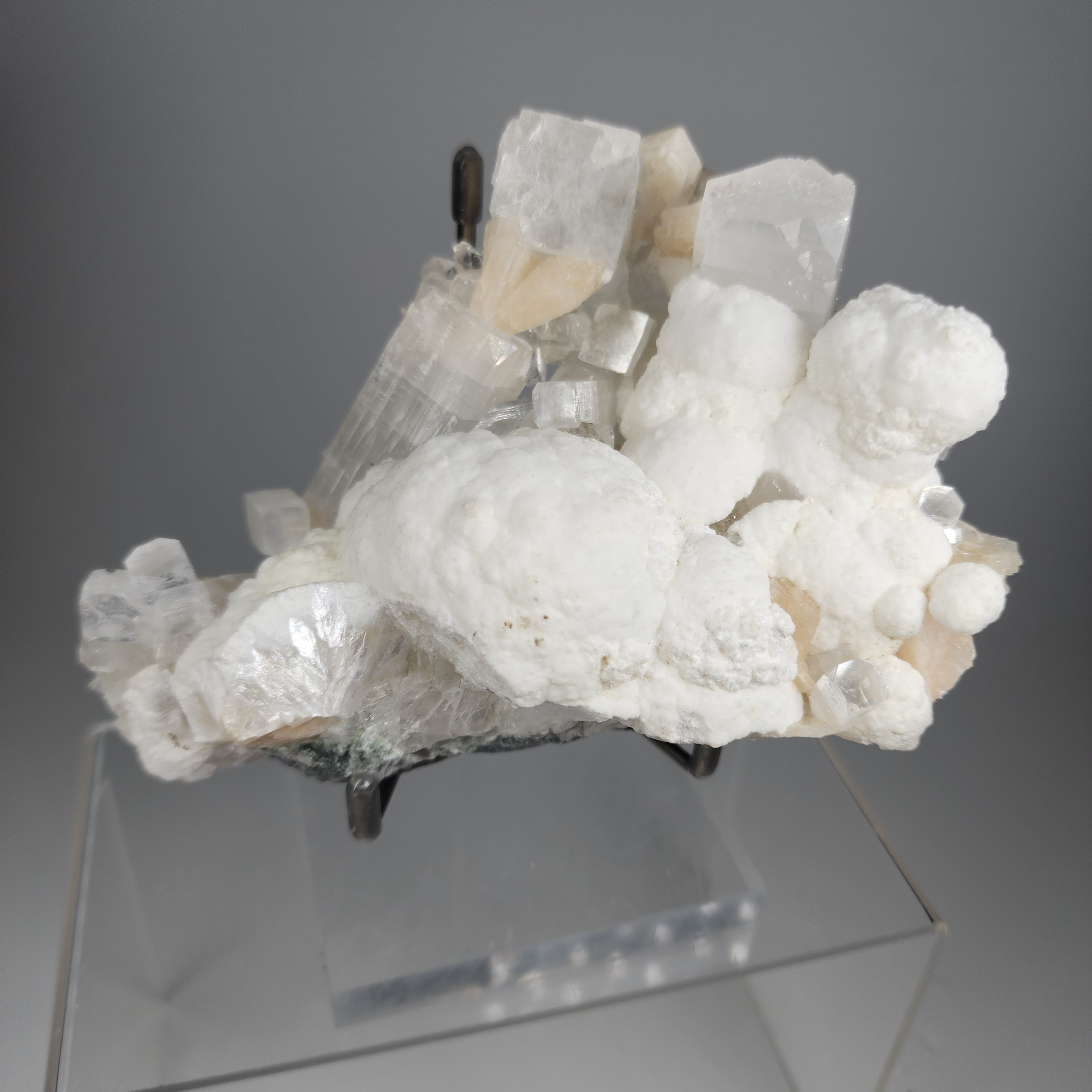 Apophyllite with Stilbite and Gyrolite Specimen #14 from Nasik, Maharashtra, India