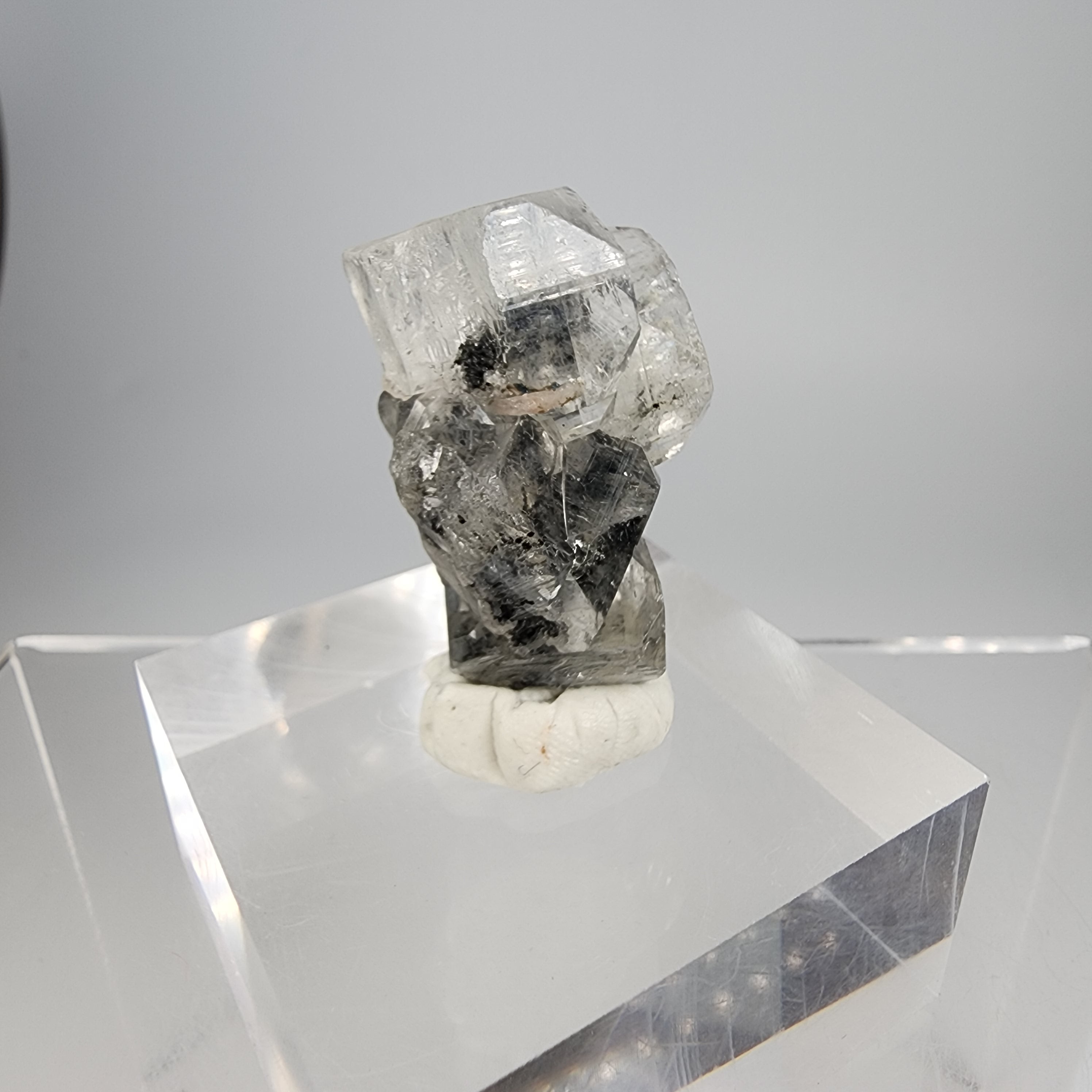 Apophyllite with Black Chalcedony Inclusions Specimen #17 from Maharashtra, India