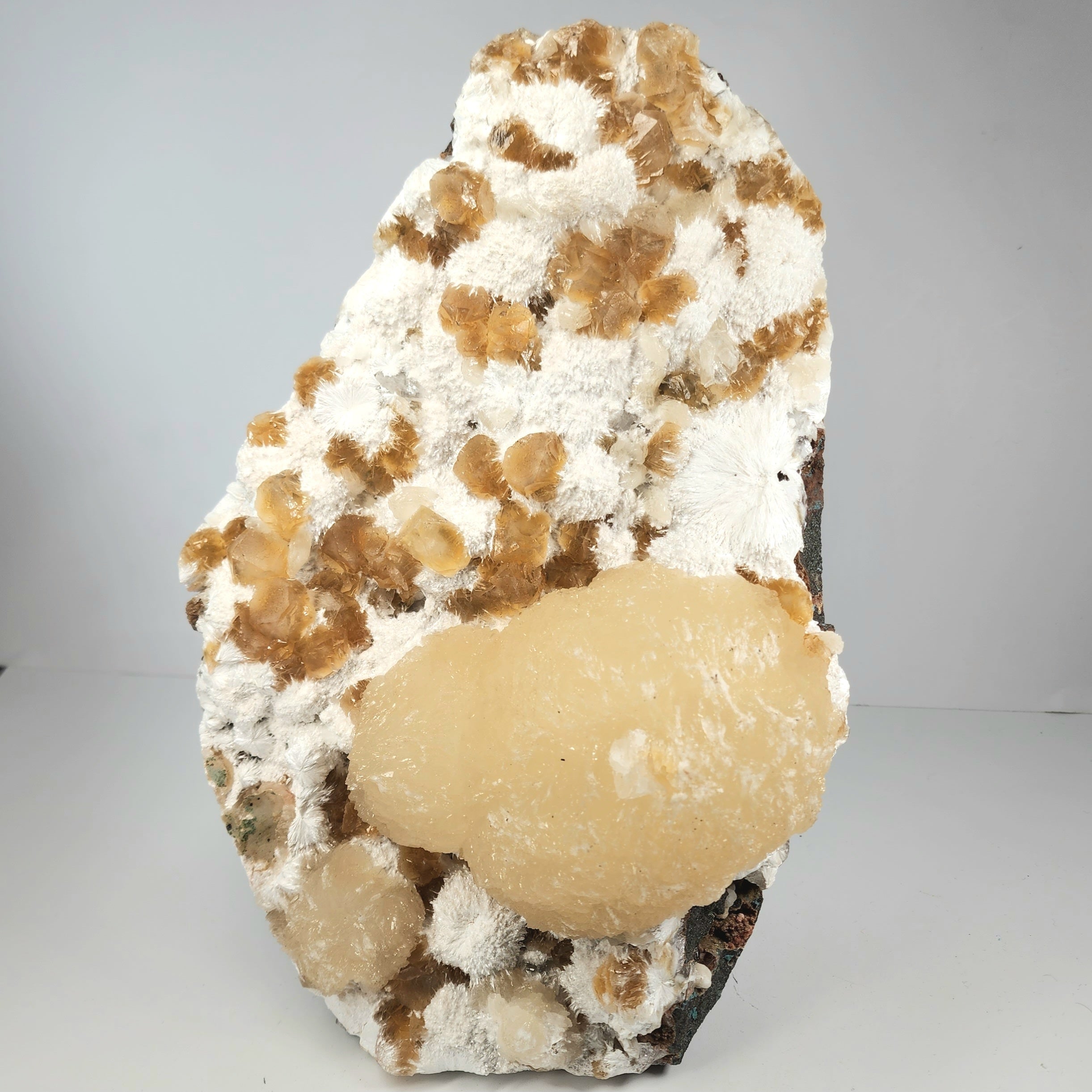 Honey Apophyllite - a Golden Hued Apophyllite with Mordenite, Okenite, Stilbite, & Chalcedony Specimen #2 from Maharashtra, India