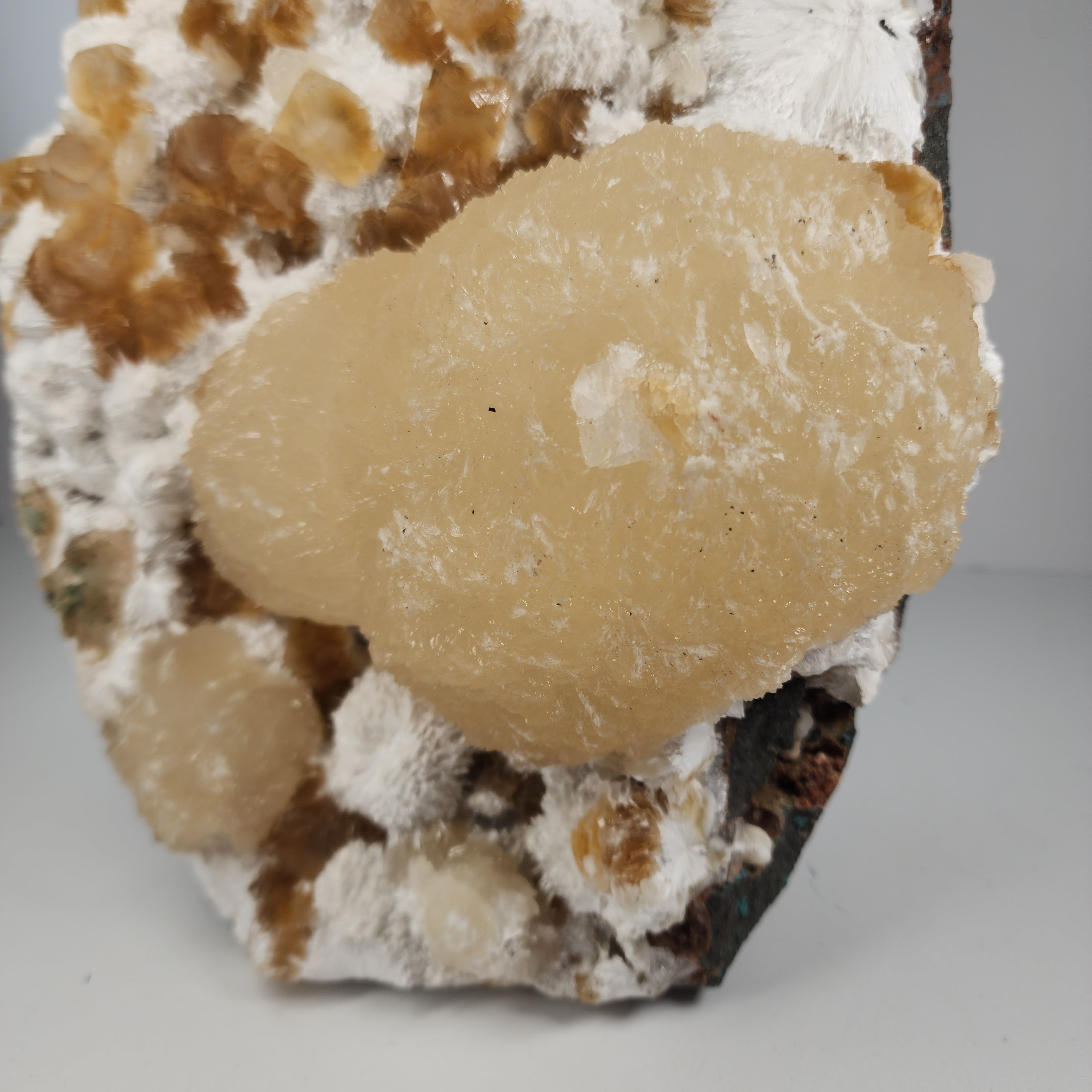 Honey Apophyllite - a Golden Hued Apophyllite with Mordenite, Okenite, Stilbite, & Chalcedony Specimen #2 from Maharashtra, India