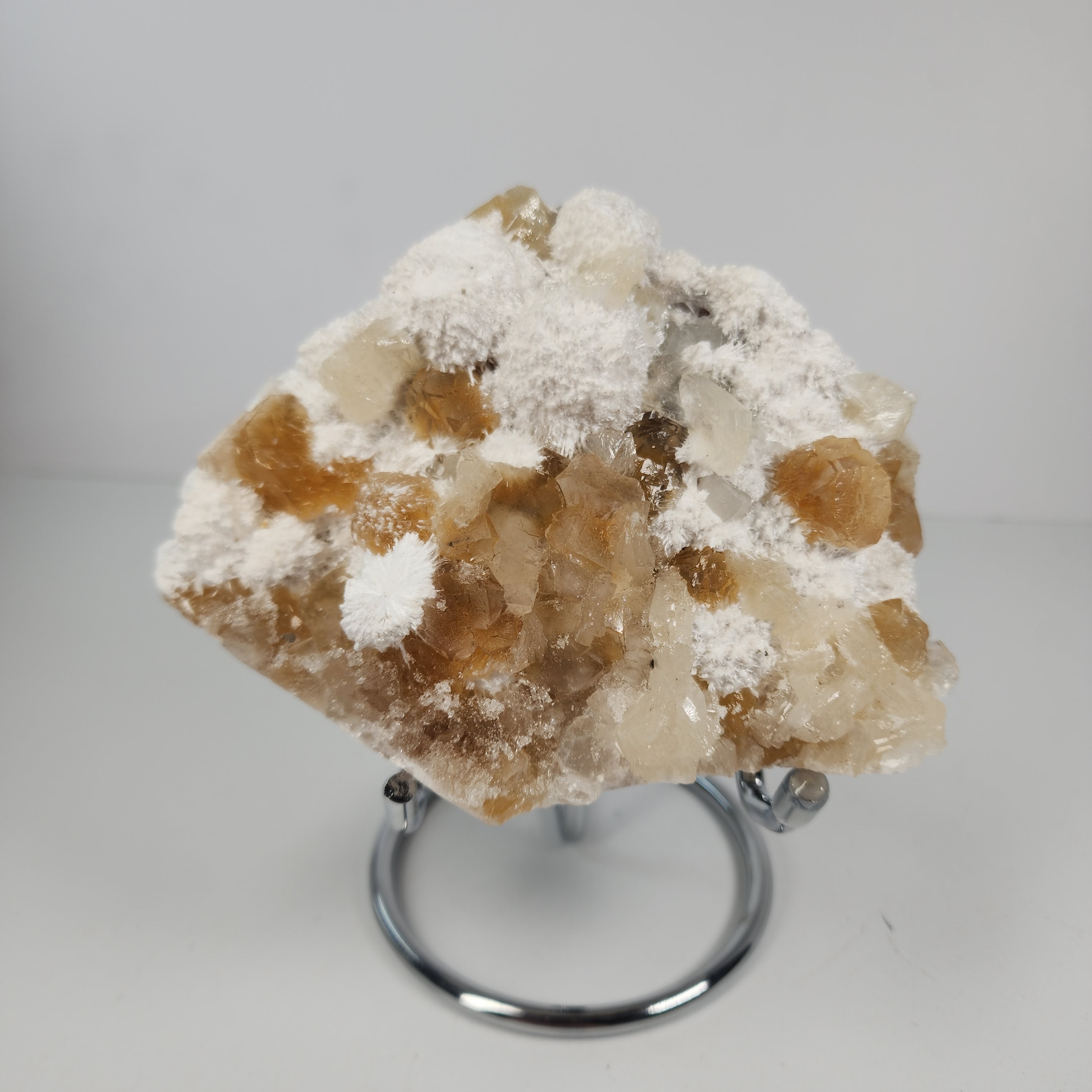 Honey Apophyllite - a Golden Hued Apophyllite with Mordenite, Okenite, Stilbite, & Chalcedony Specimen #4 from Maharashtra, India