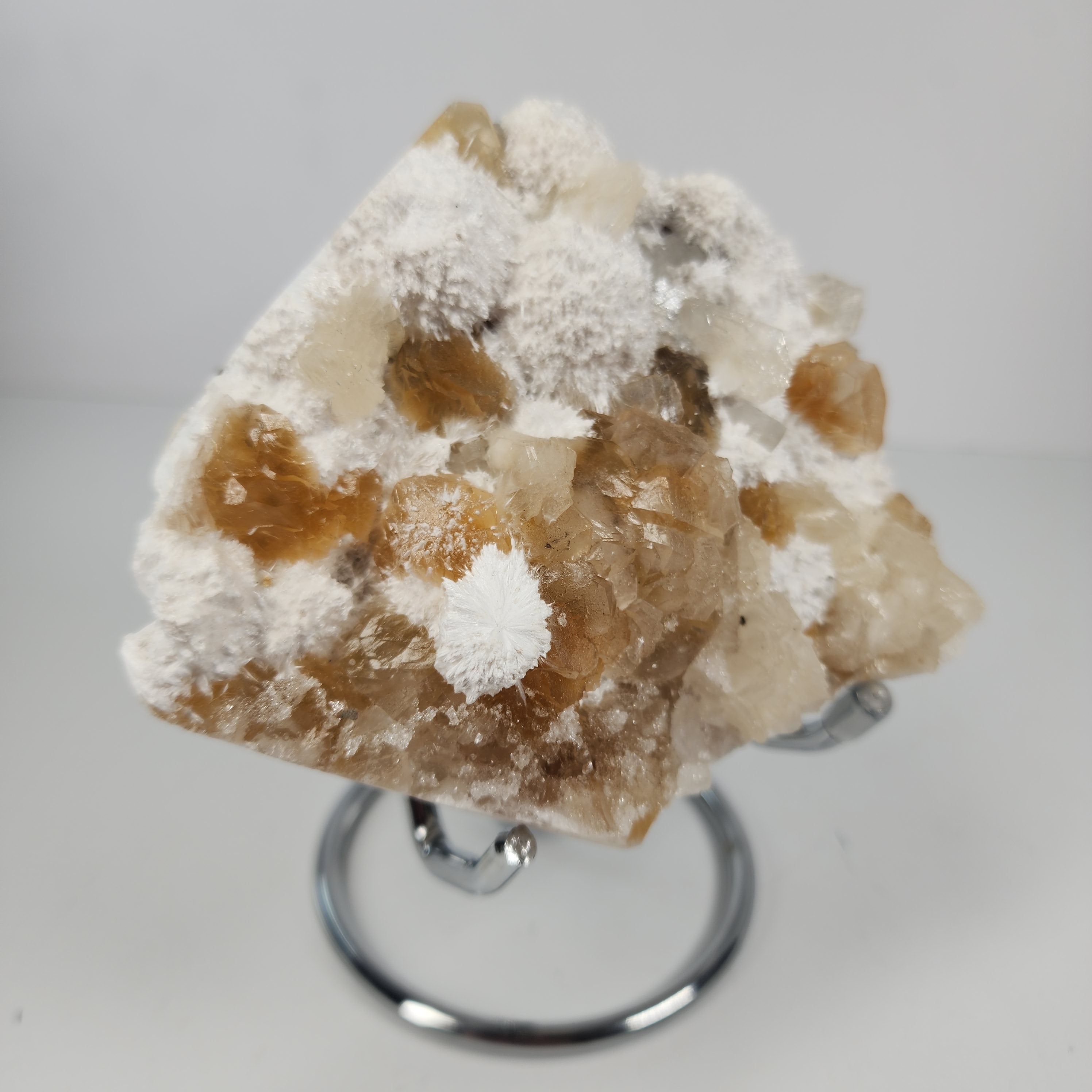 Honey Apophyllite - a Golden Hued Apophyllite with Mordenite, Okenite, Stilbite, & Chalcedony Specimen #4 from Maharashtra, India