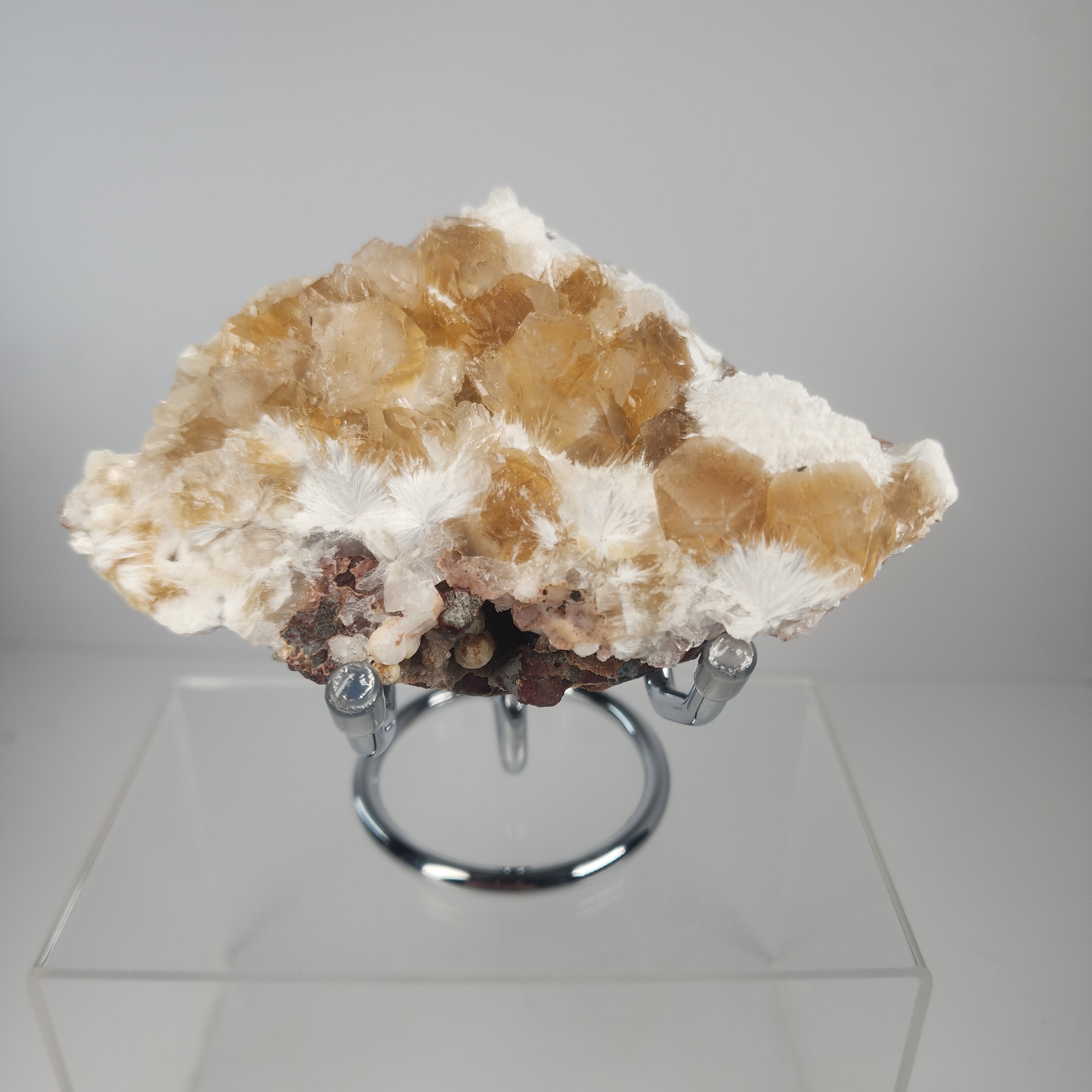 Honey Apophyllite - a Golden Hued Apophyllite with Mordenite, Okenite, Stilbite, & Chalcedony Specimen #8 from Maharashtra, India