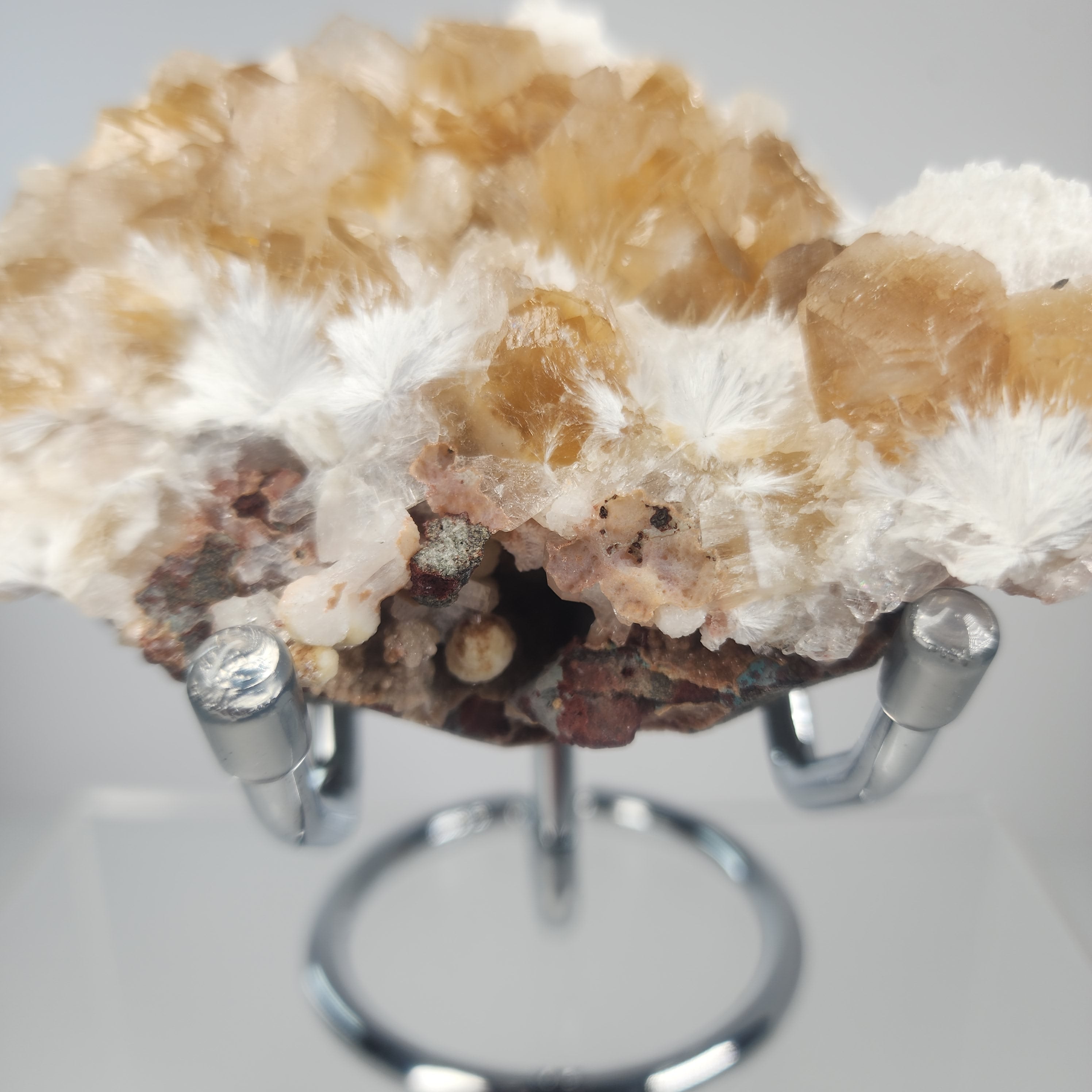 Honey Apophyllite - a Golden Hued Apophyllite with Mordenite, Okenite, Stilbite, & Chalcedony Specimen #8 from Maharashtra, India