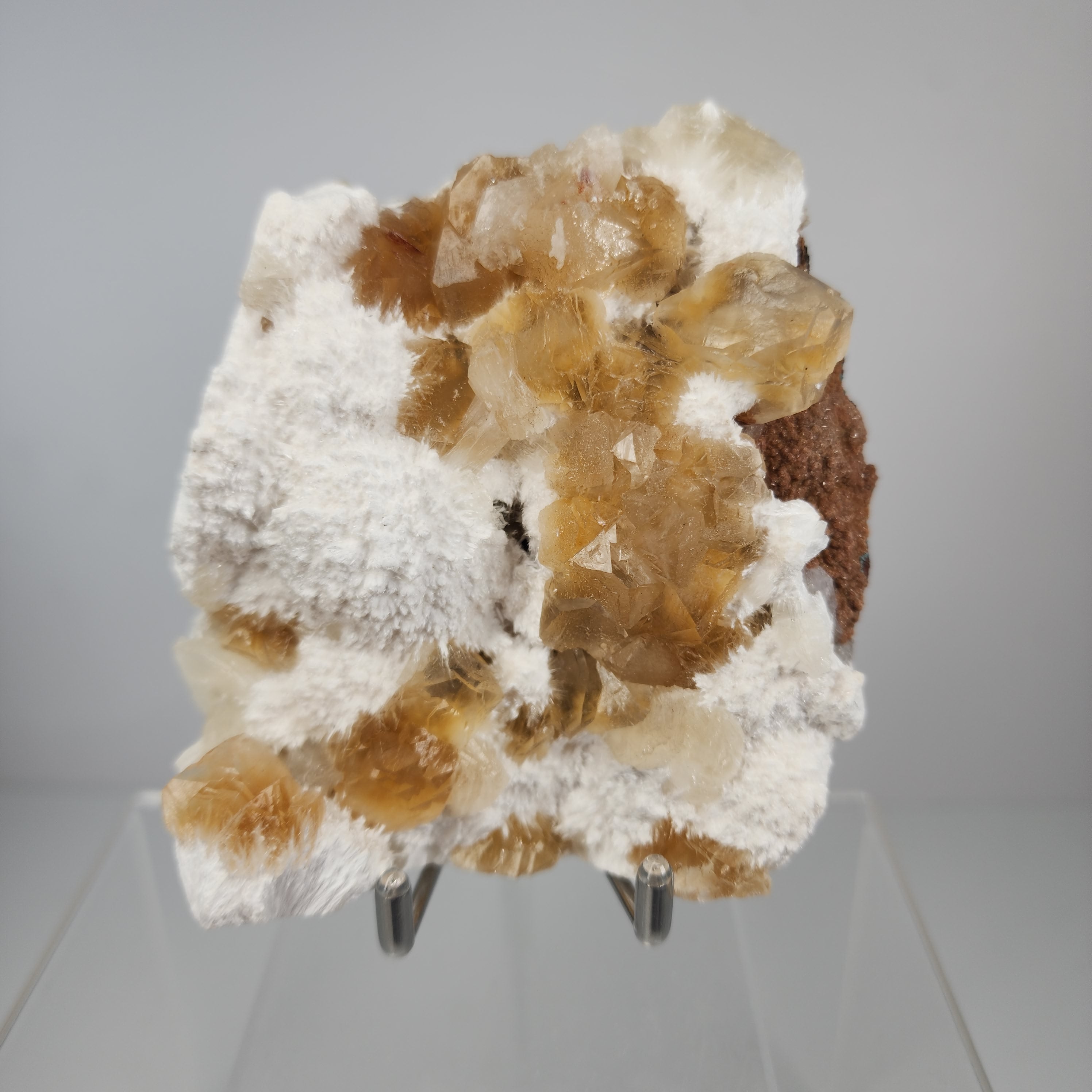 Honey Apophyllite - a Golden Hued Apophyllite with Mordenite, Okenite, Stilbite, & Chalcedony Specimen #10 from Maharashtra, India