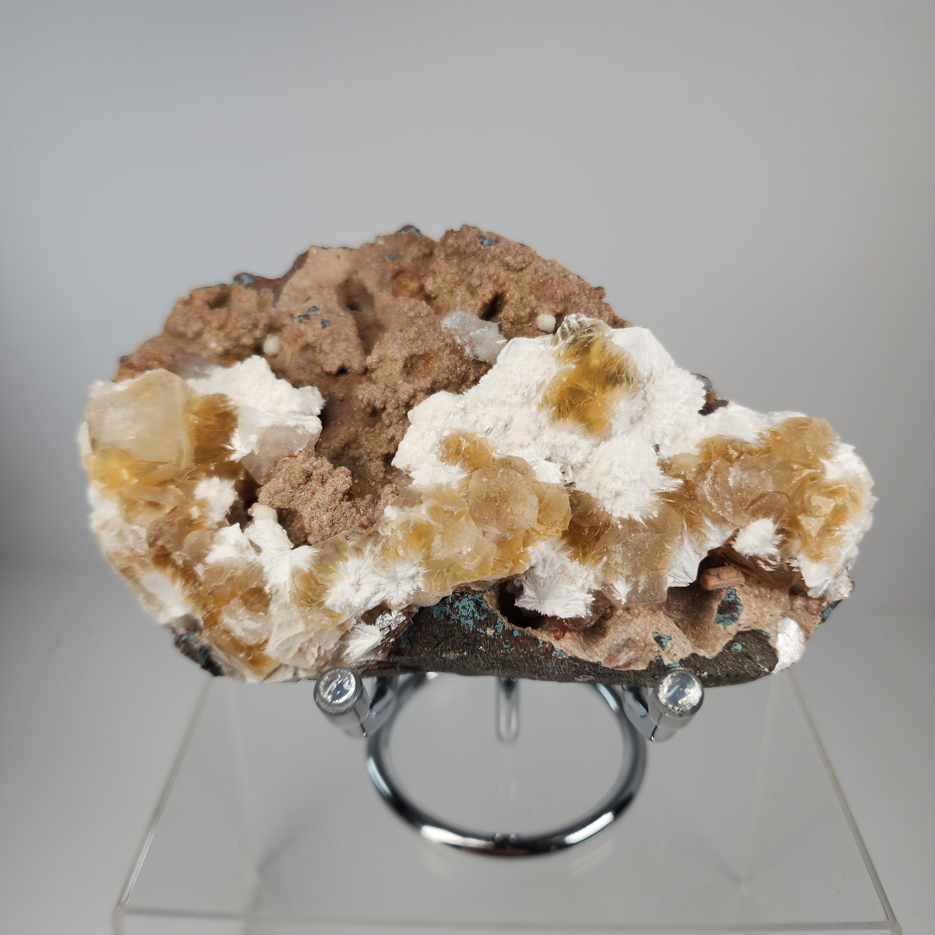 Honey Apophyllite - a Golden Hued Apophyllite with Mordenite, Okenite, Stilbite, & Chalcedony Specimen #12 from Maharashtra, India