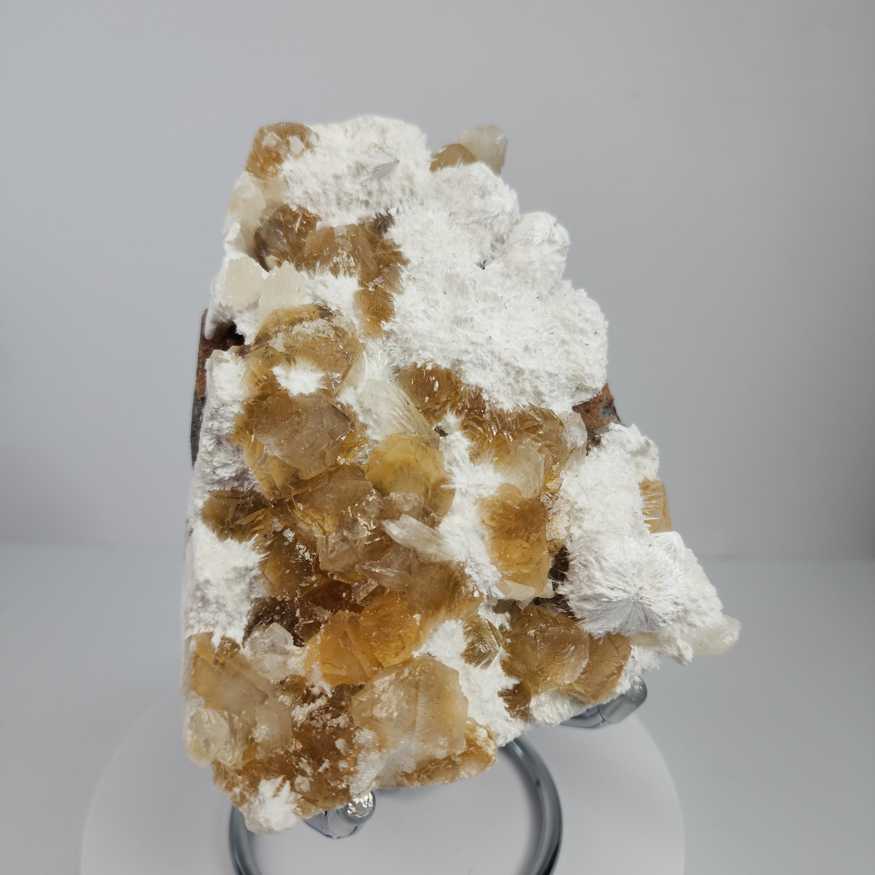 Honey Apophyllite - a Golden Hued Apophyllite with Mordenite, Okenite, Stilbite, & Chalcedony Specimen #42 from Maharashtra, India