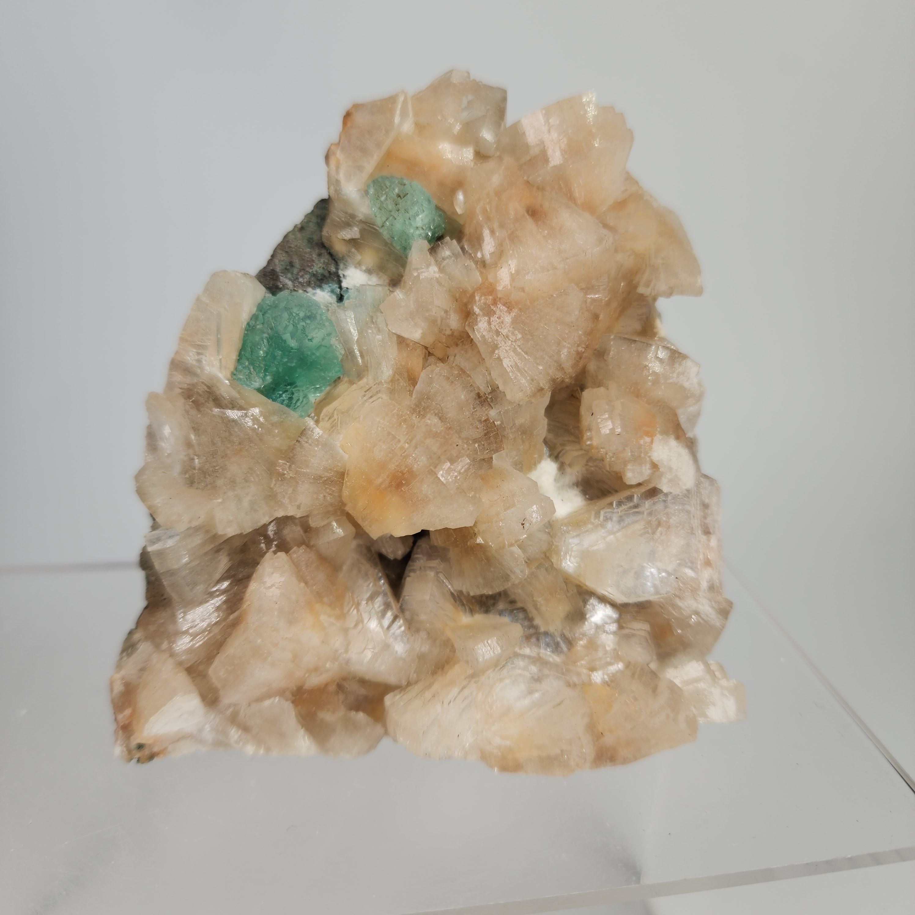 Green Apophyllite with Heulandite Specimen #13 from Jalgaon District, Maharashtra, India