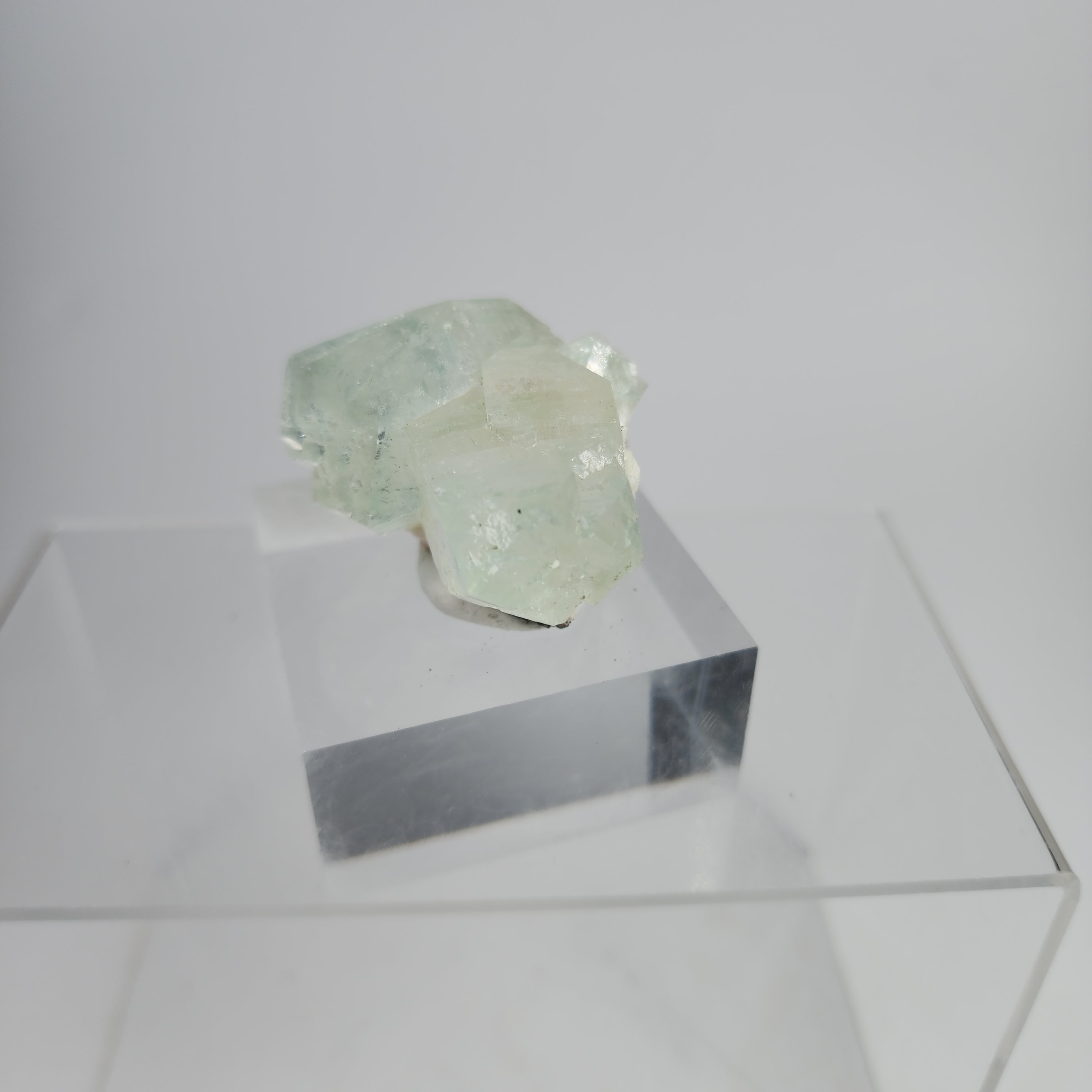 Okenite on Green Apophyllite Specimen #5 from Aurangabad, Maharashtra, India