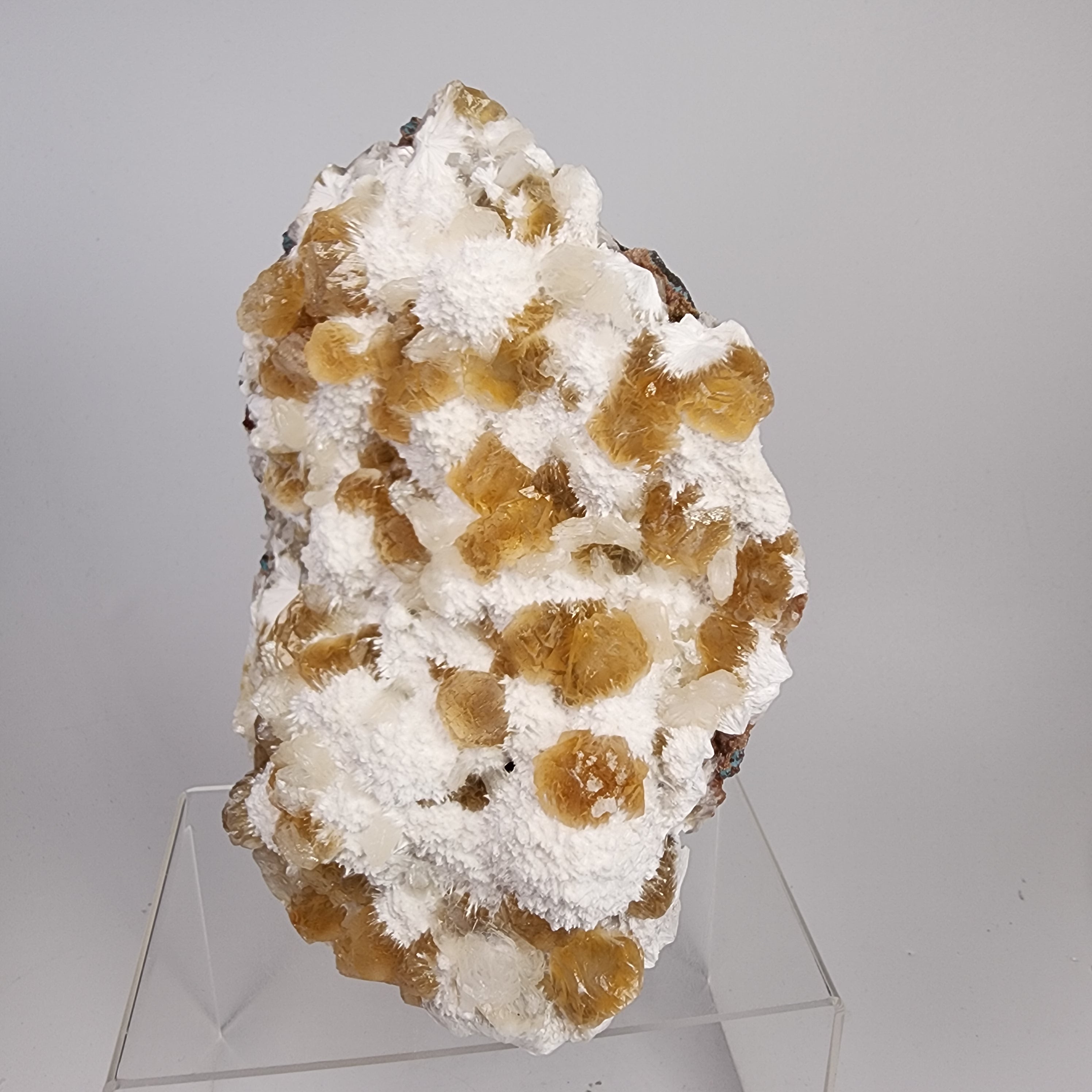 Honey Apophyllite - a Golden Hued Apophyllite with Mordenite, Okenite, Stilbite, & Chalcedony Specimen #45 afrom Maharashtra, India