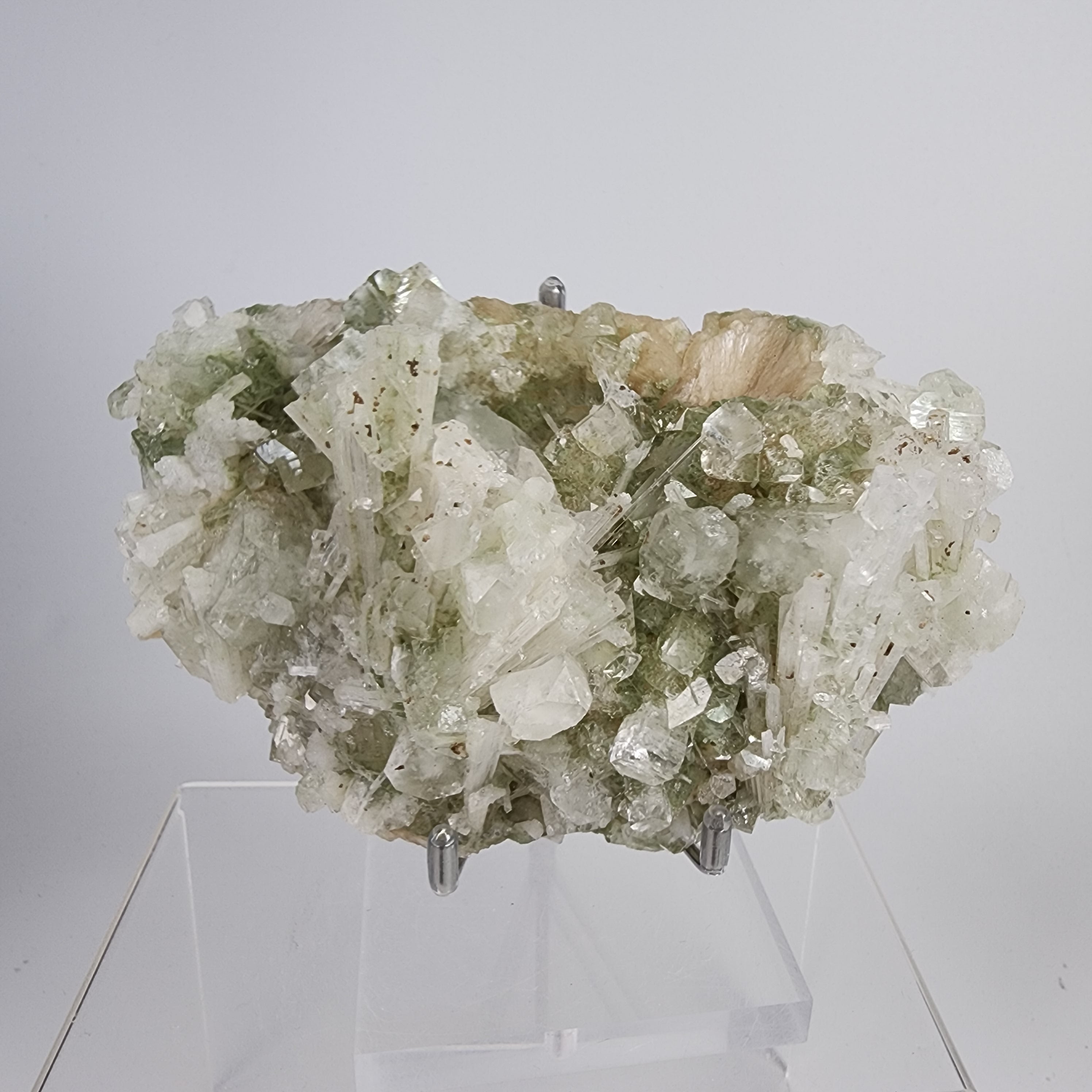 Green Apophyllite with Scolecite Specimen #3 from Ahmednagar, Maharashtra, India