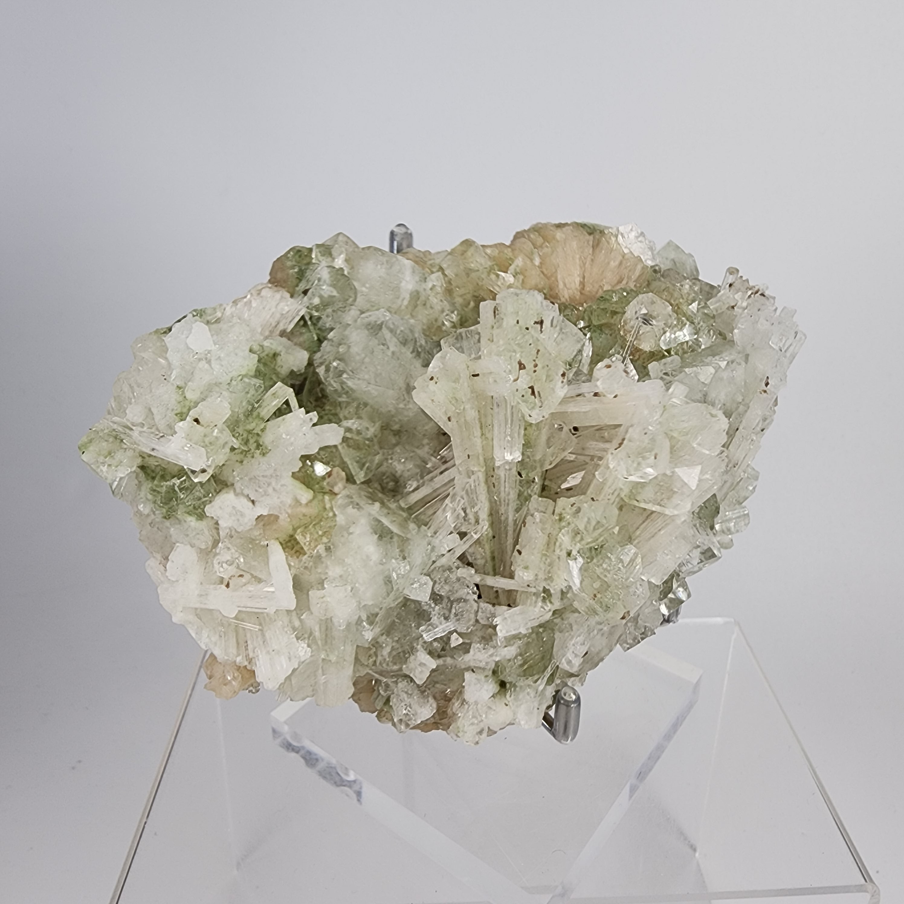 Green Apophyllite with Scolecite Specimen #3 from Ahmednagar, Maharashtra, India