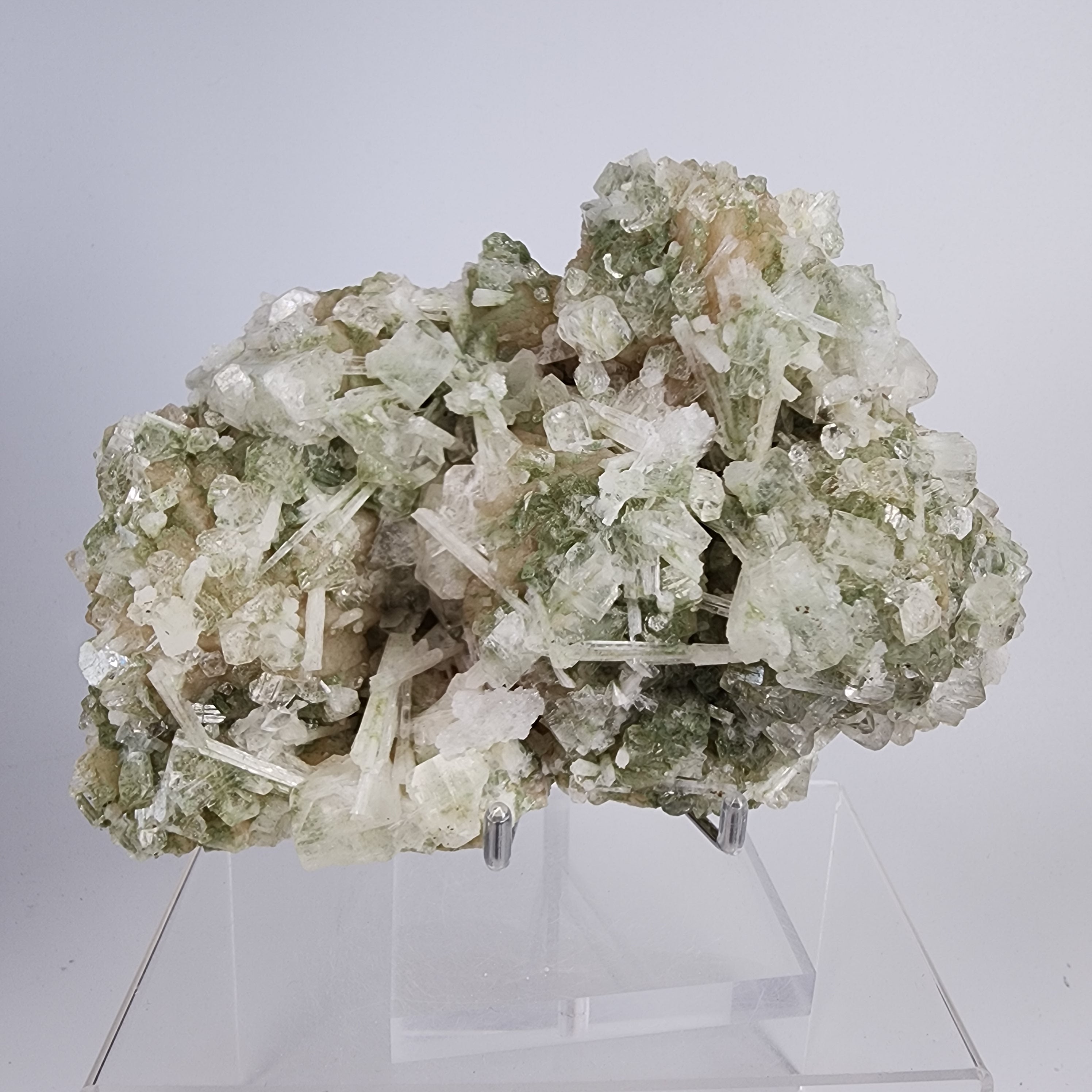 Green Apophyllite with Scolecite Specimen #4 from Ahmednagar, Maharashtra, India