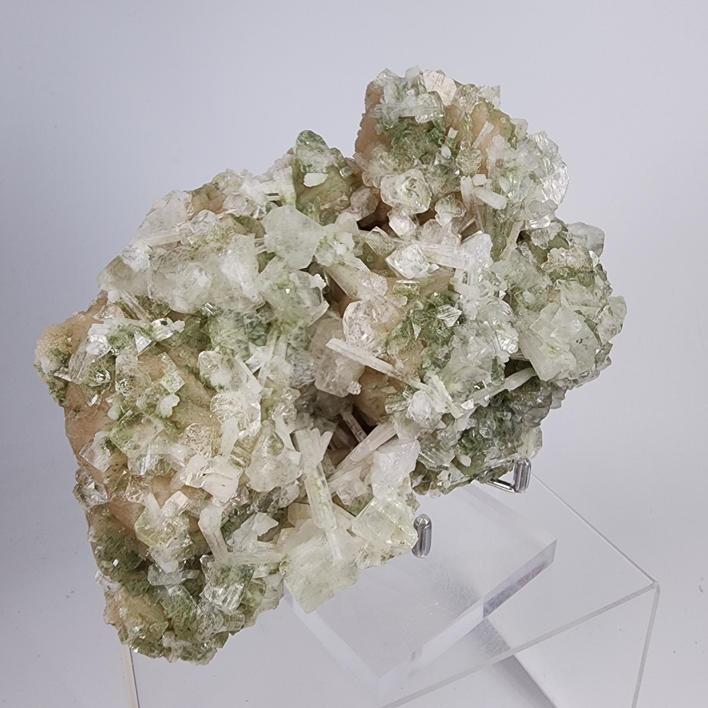 Green Apophyllite with Scolecite Specimen #4 from Ahmednagar, Maharashtra, India