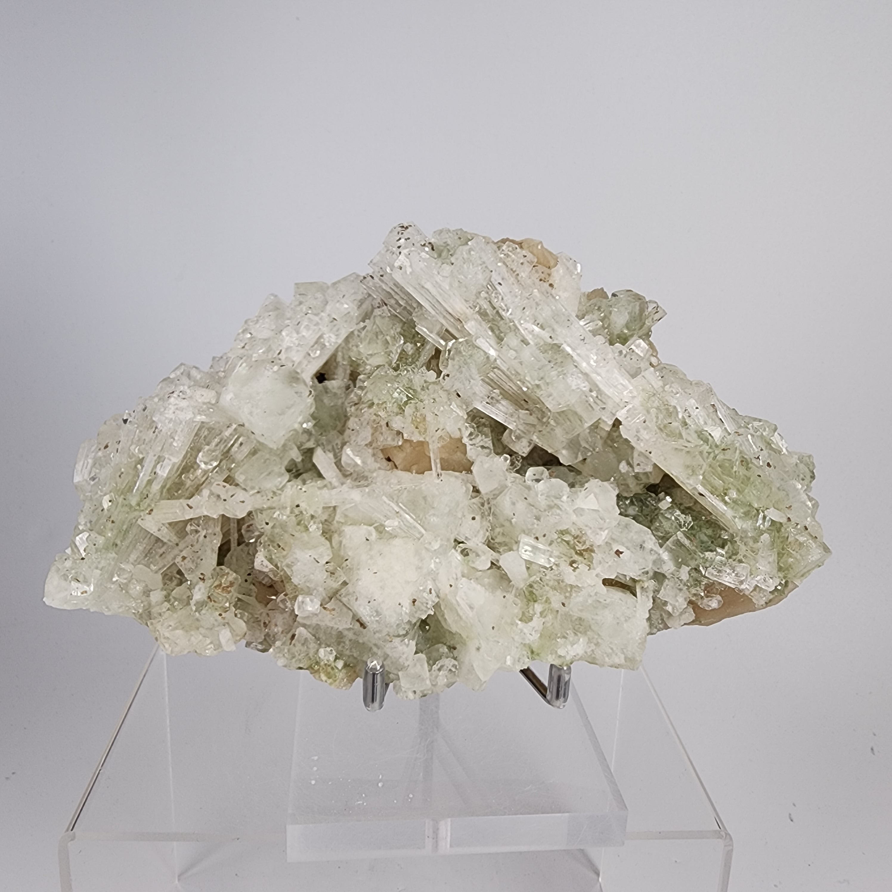 Green Apophyllite with Scolecite Specimen #5 from Ahmednagar, Maharashtra, India