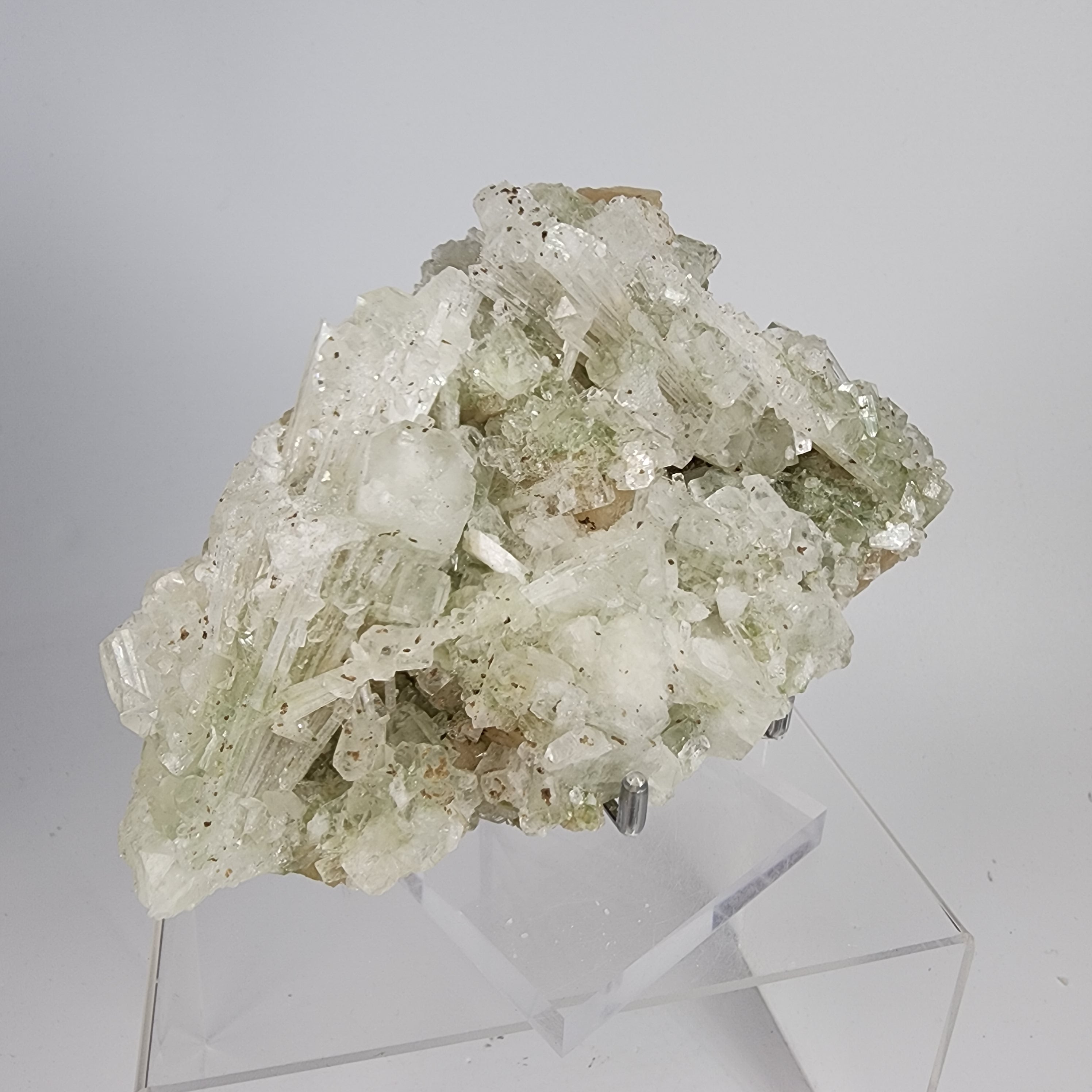 Green Apophyllite with Scolecite Specimen #5 from Ahmednagar, Maharashtra, India