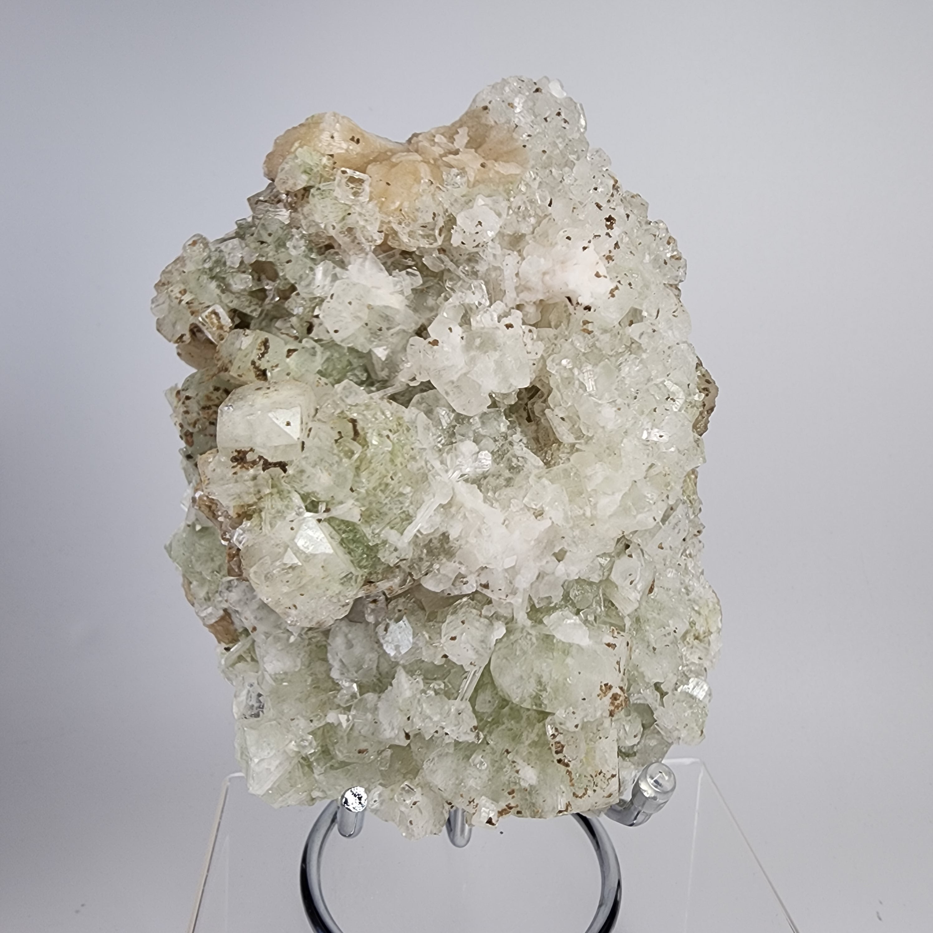 Green Apophyllite with Scolecite Specimen #6 from Ahmednagar, Maharashtra, India