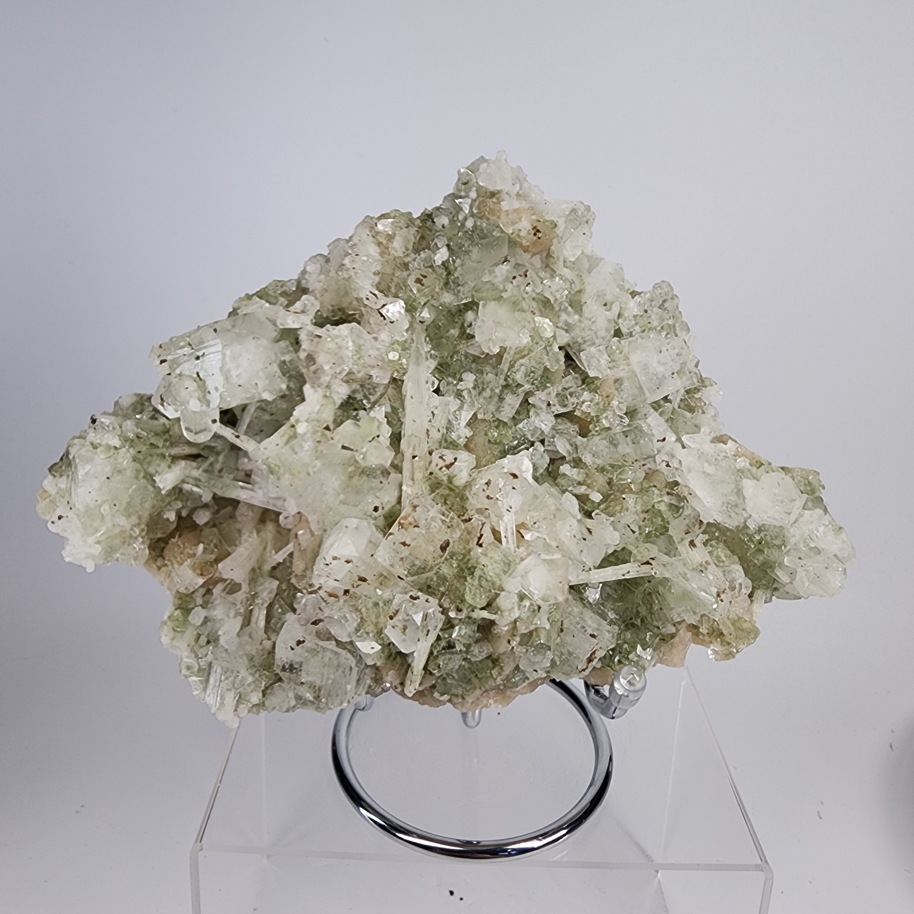 Green Apophyllite with Scolecite Specimen #7 from Ahmednagar, Maharashtra, India