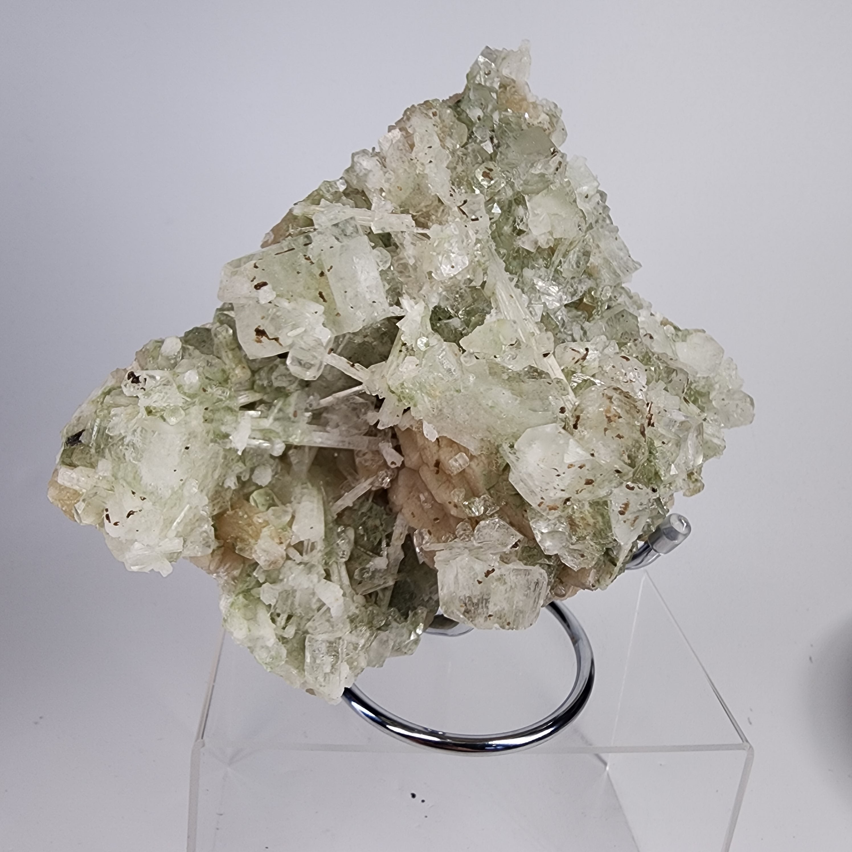 Green Apophyllite with Scolecite Specimen #7 from Ahmednagar, Maharashtra, India