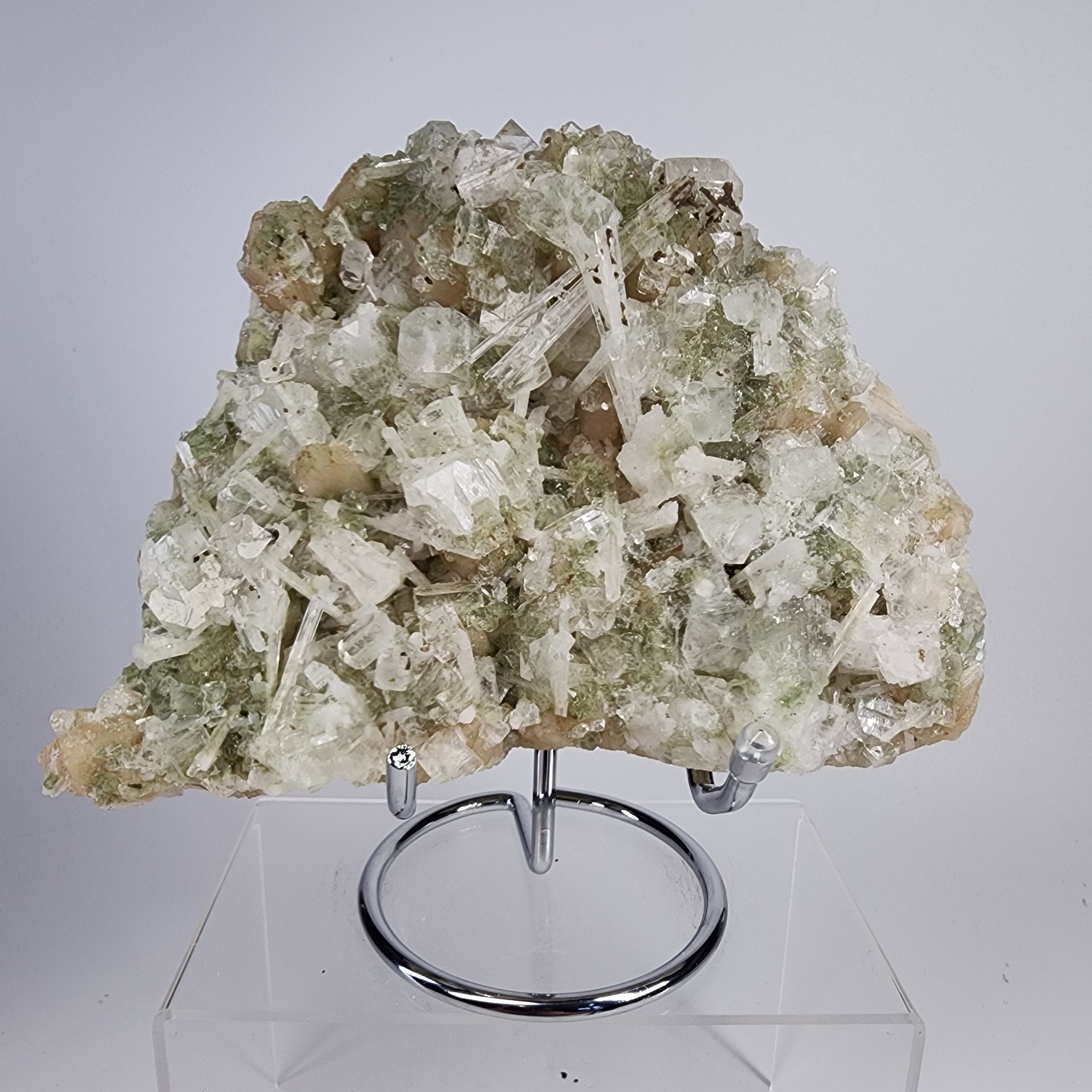 Green Apophyllite with Scolecite Specimen #9 from Ahmednagar, Maharashtra, India