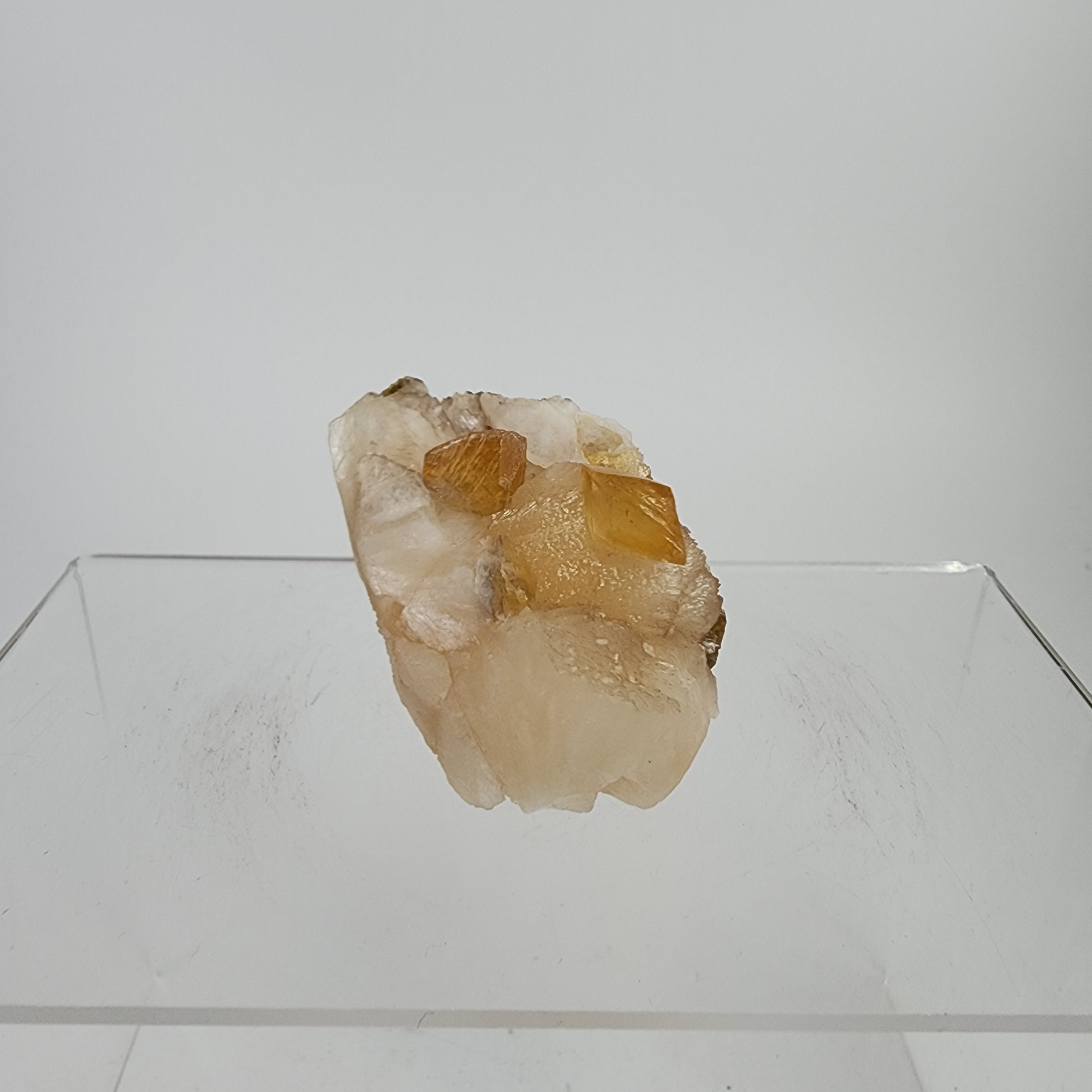 Honey Calcite on Stilbite Specimen #2 from Maharashtra, Inia