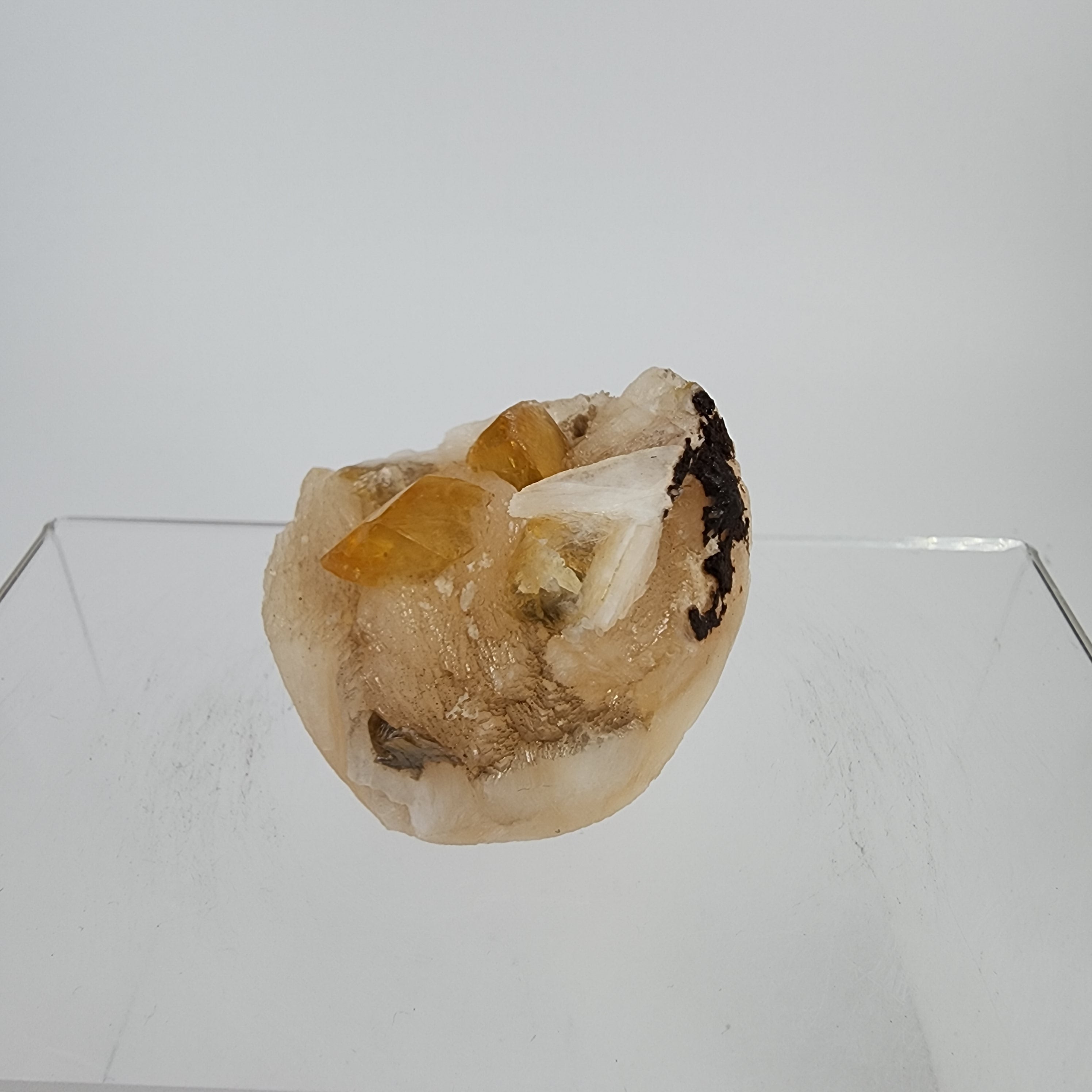 Honey Calcite on Stilbite Specimen #2 from Maharashtra, Inia