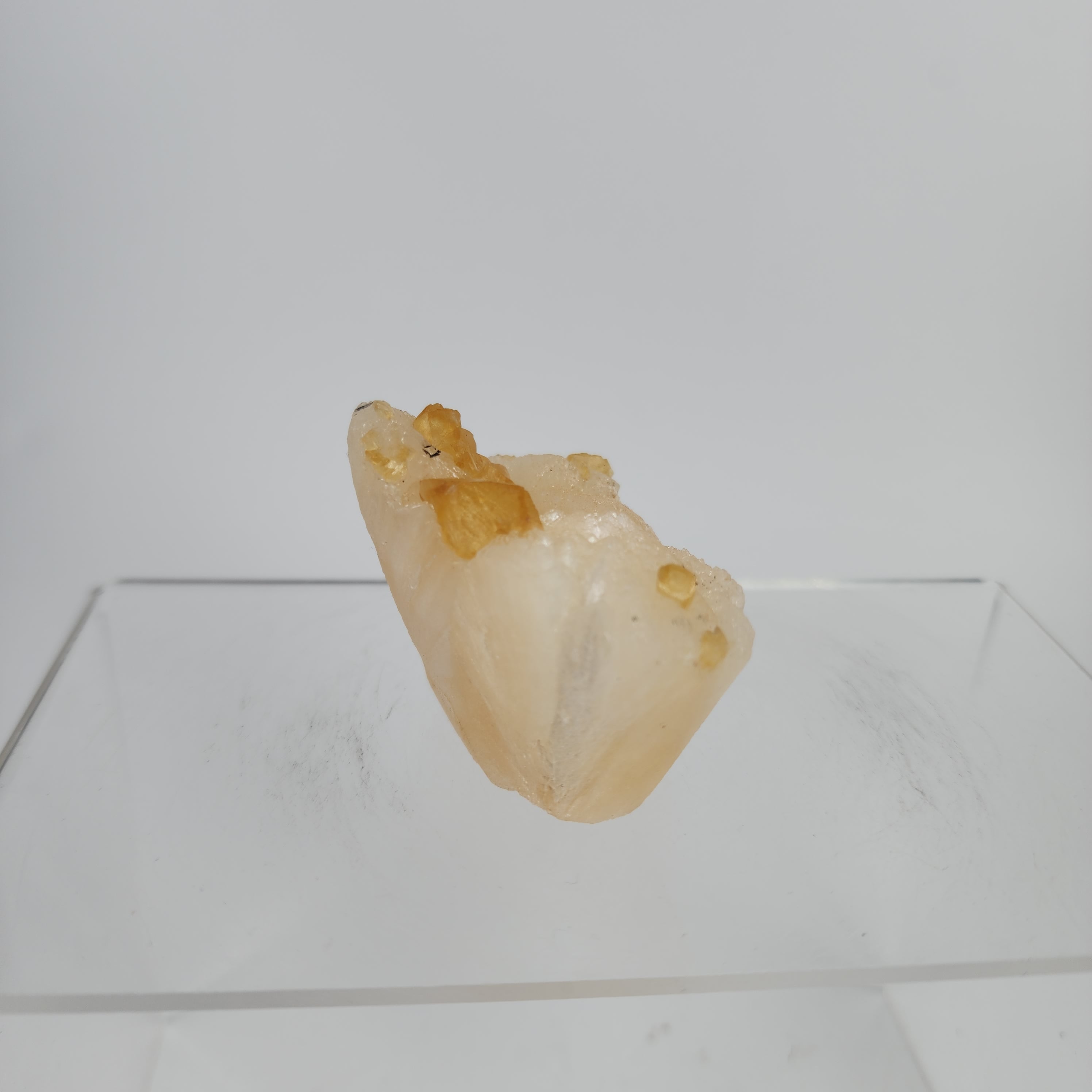 Honey Calcite on Stilbite Specimen #5 from Maharashtra, Inia