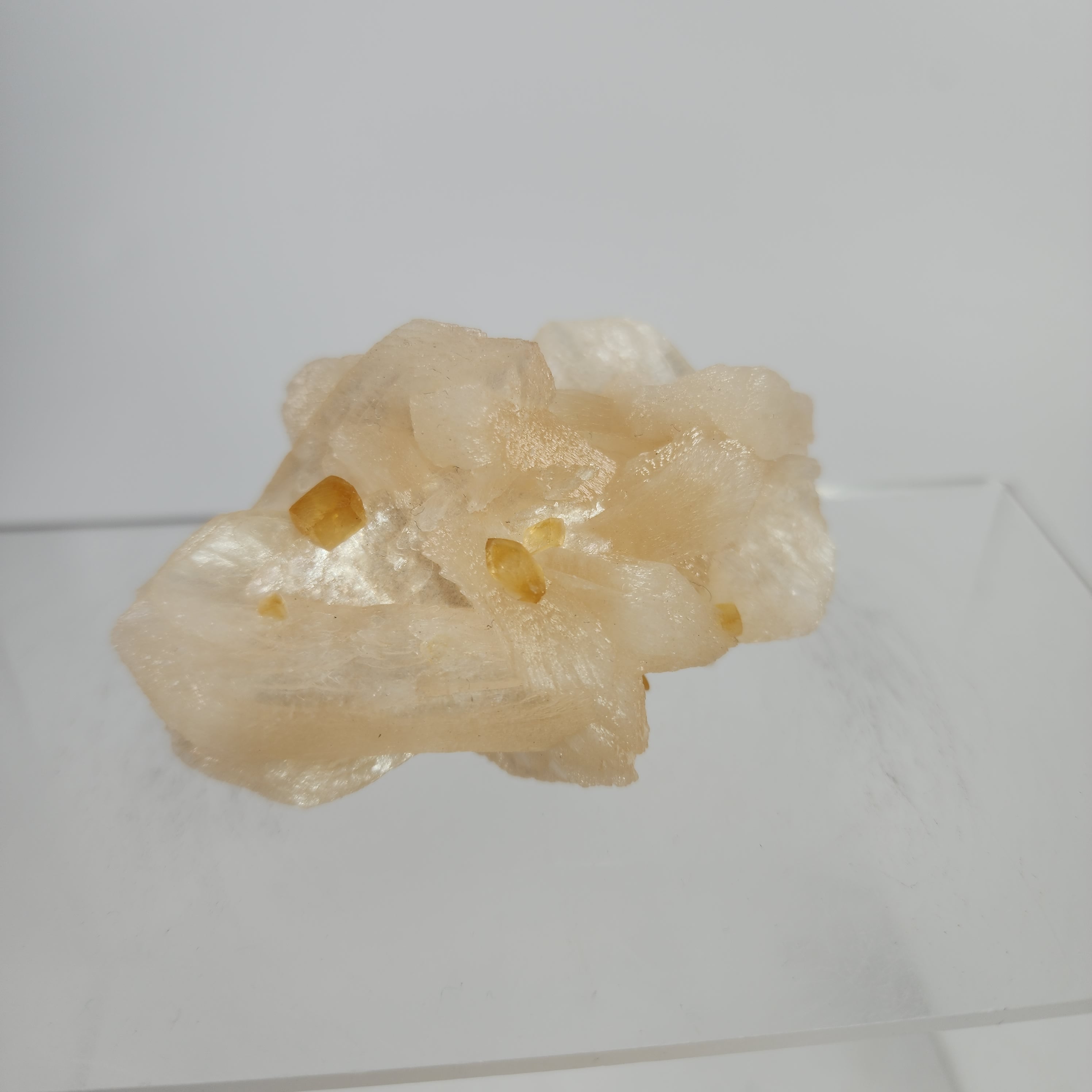 Honey Calcite on Stilbite Specimen #6 from Maharashtra, Inia