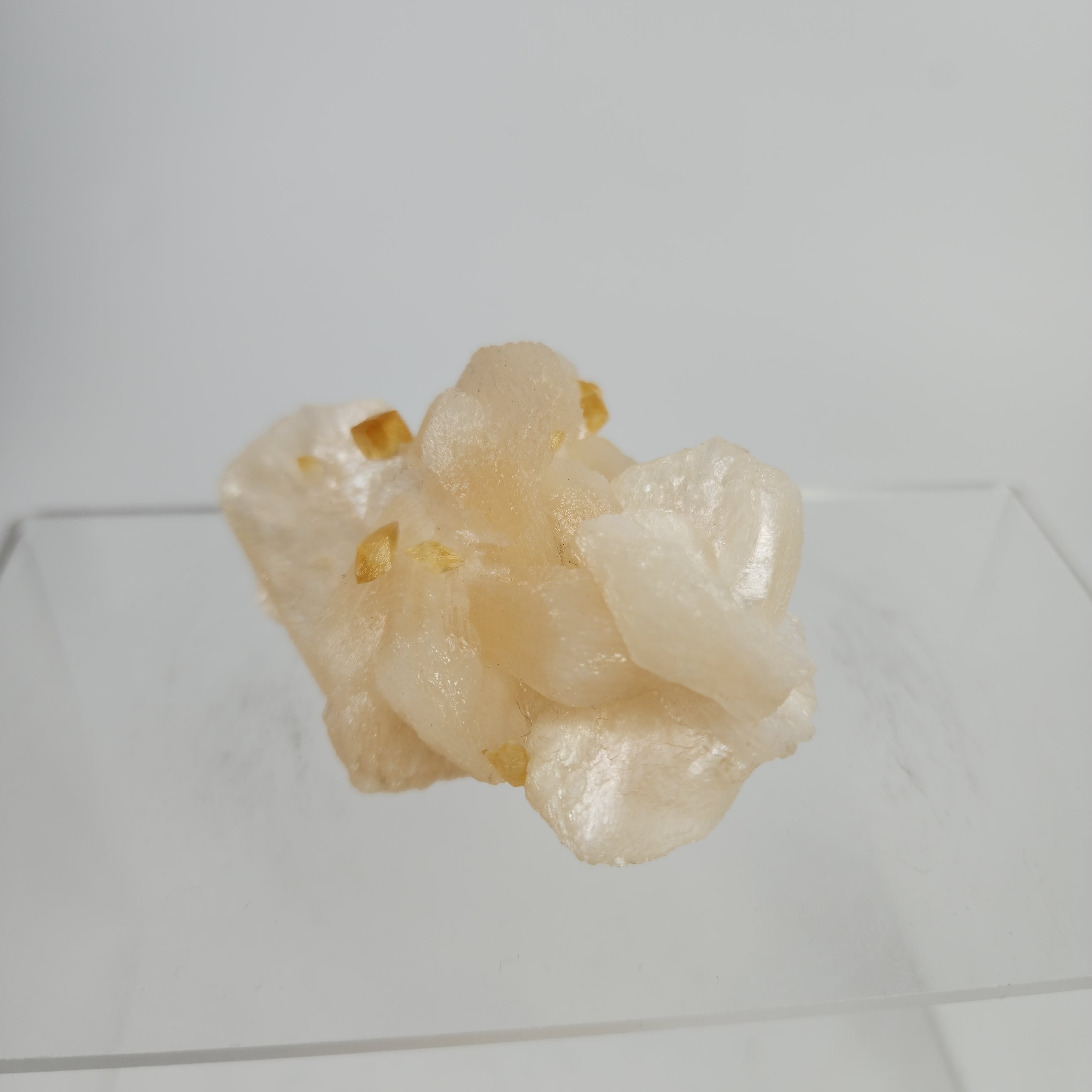 Honey Calcite on Stilbite Specimen #6 from Maharashtra, Inia