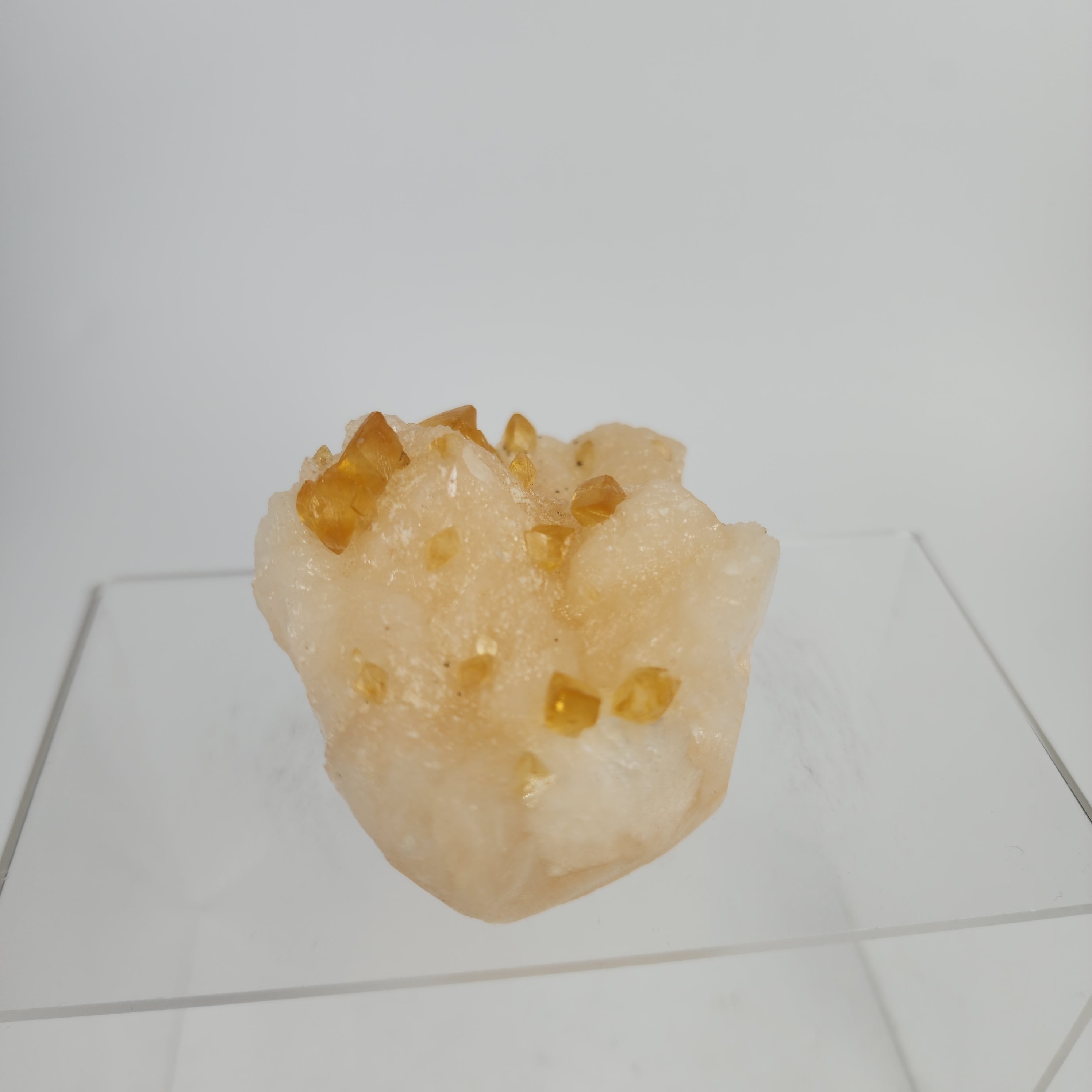 Honey Calcite on Stilbite Specimen #7 from Maharashtra, Inia