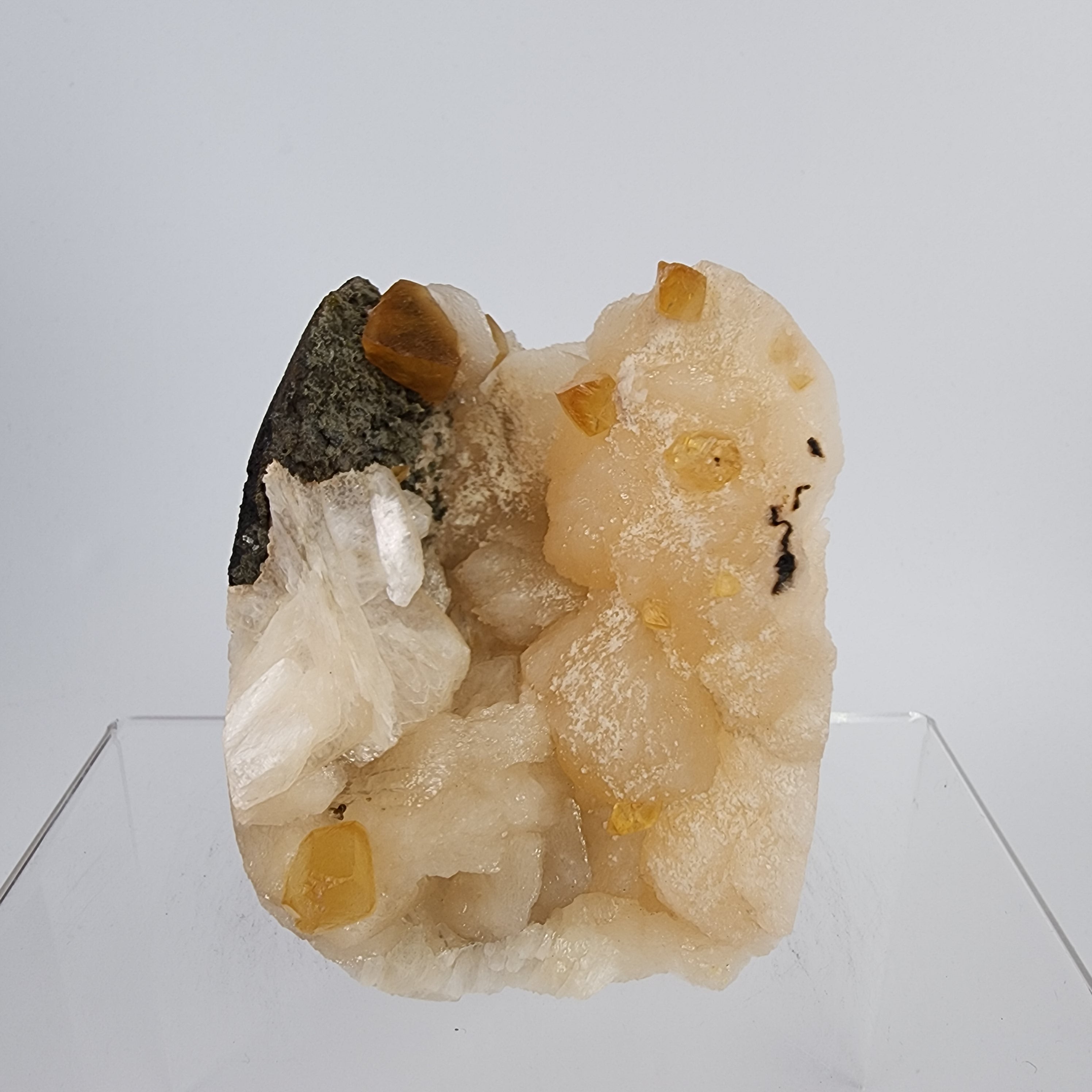 Honey Calcite on Stilbite Specimen #9 from Maharashtra, Inia