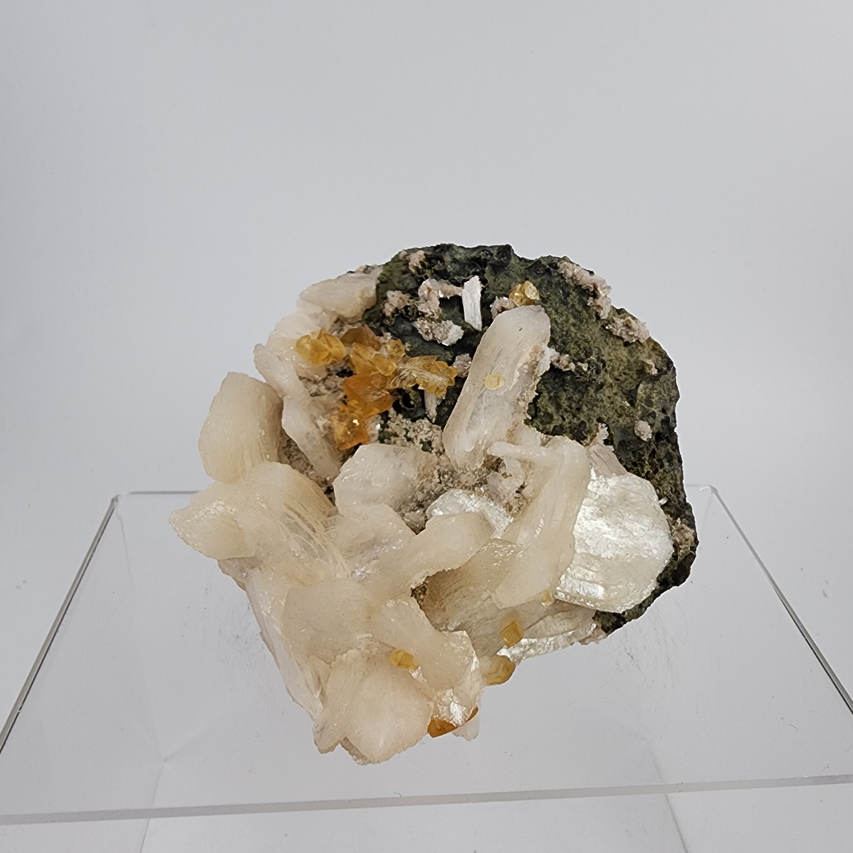 Honey Calcite on Stilbite Specimen #10 from Maharashtra, Inia